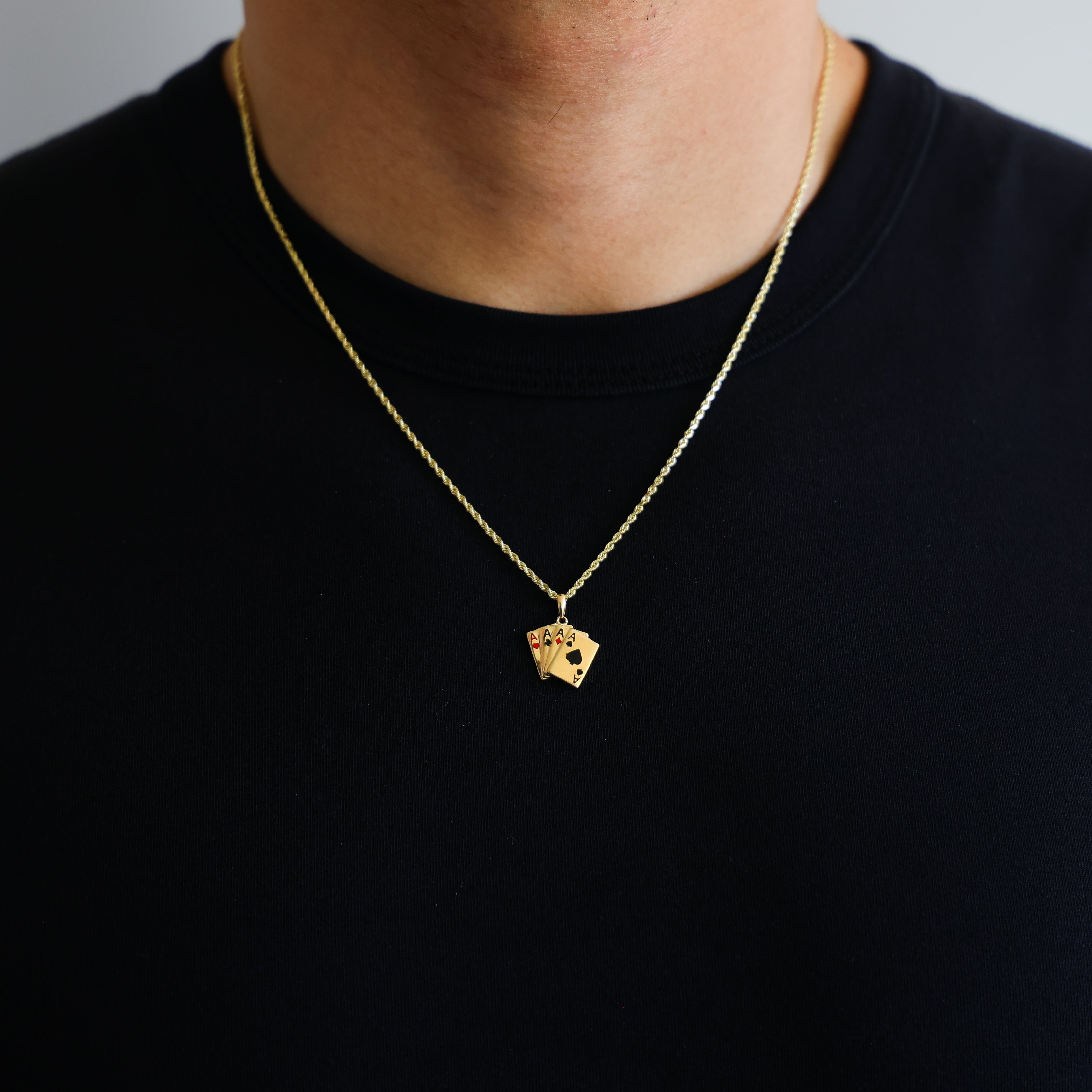 Gold 4 Aces Poker Hand Pendant Model-1974 - Charlie & Co. Jewelry