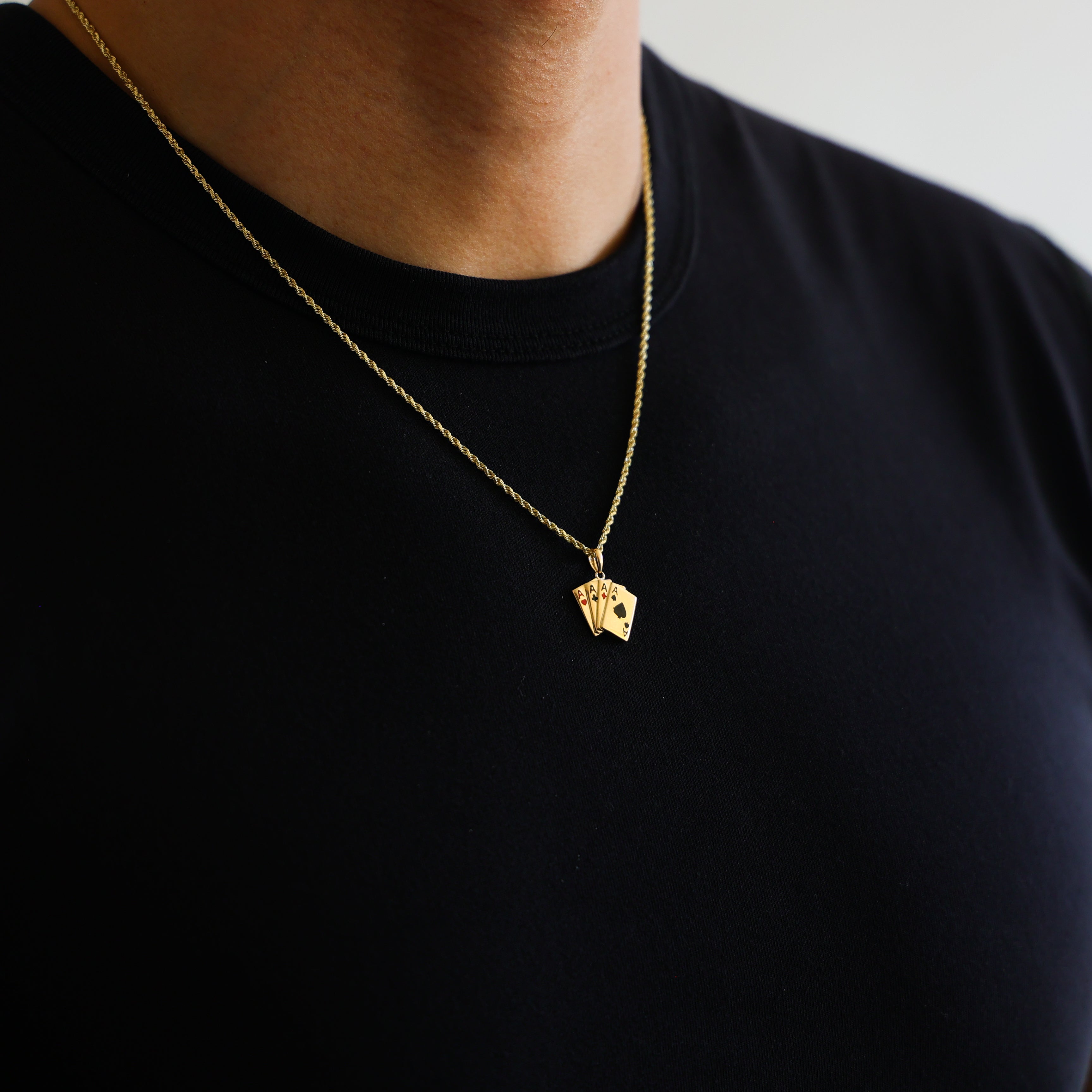 Gold 4 Aces Poker Hand Pendant Model-1974 - Charlie & Co. Jewelry