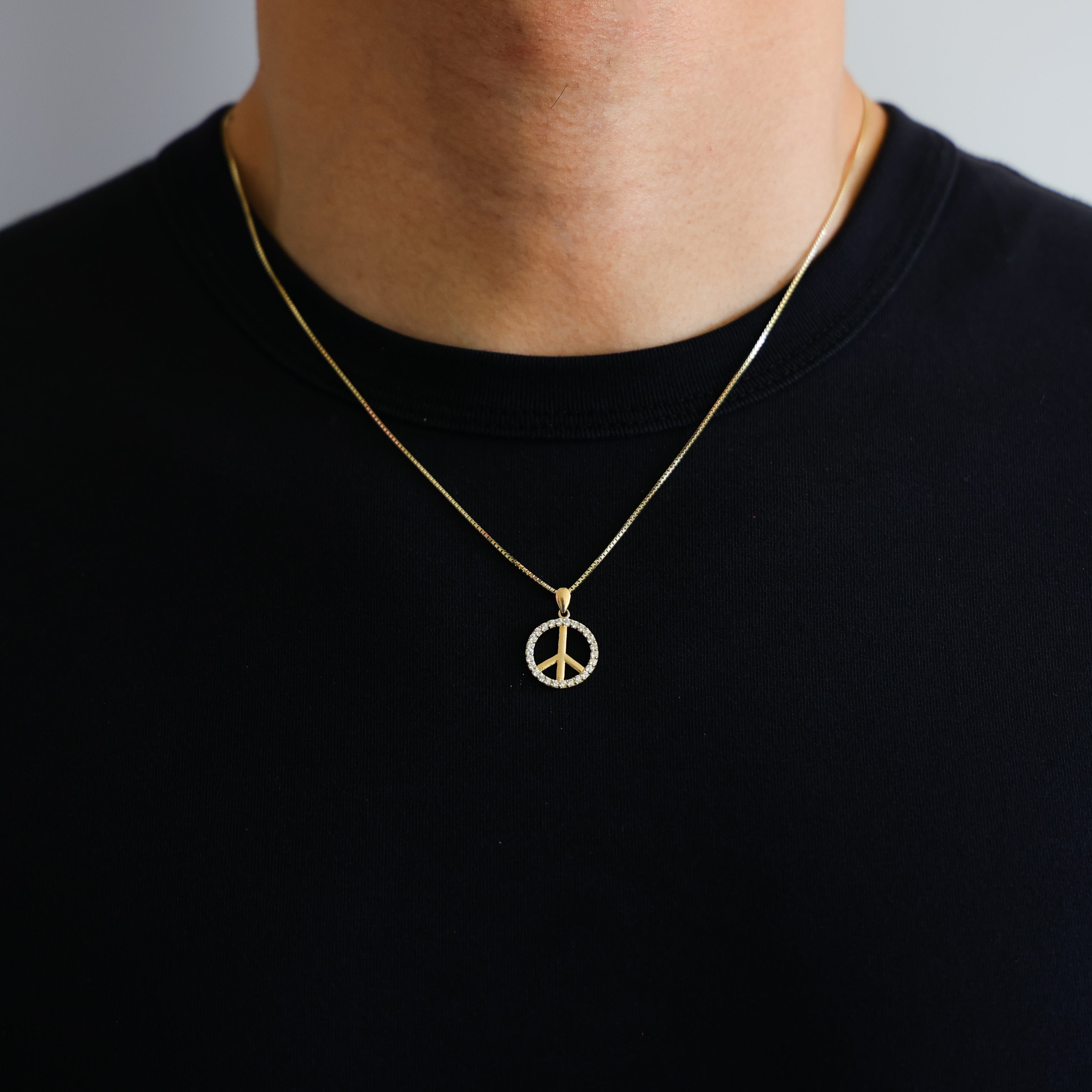 Gold Peace Sign Pendant Model-592 - Charlie & Co. Jewelry
