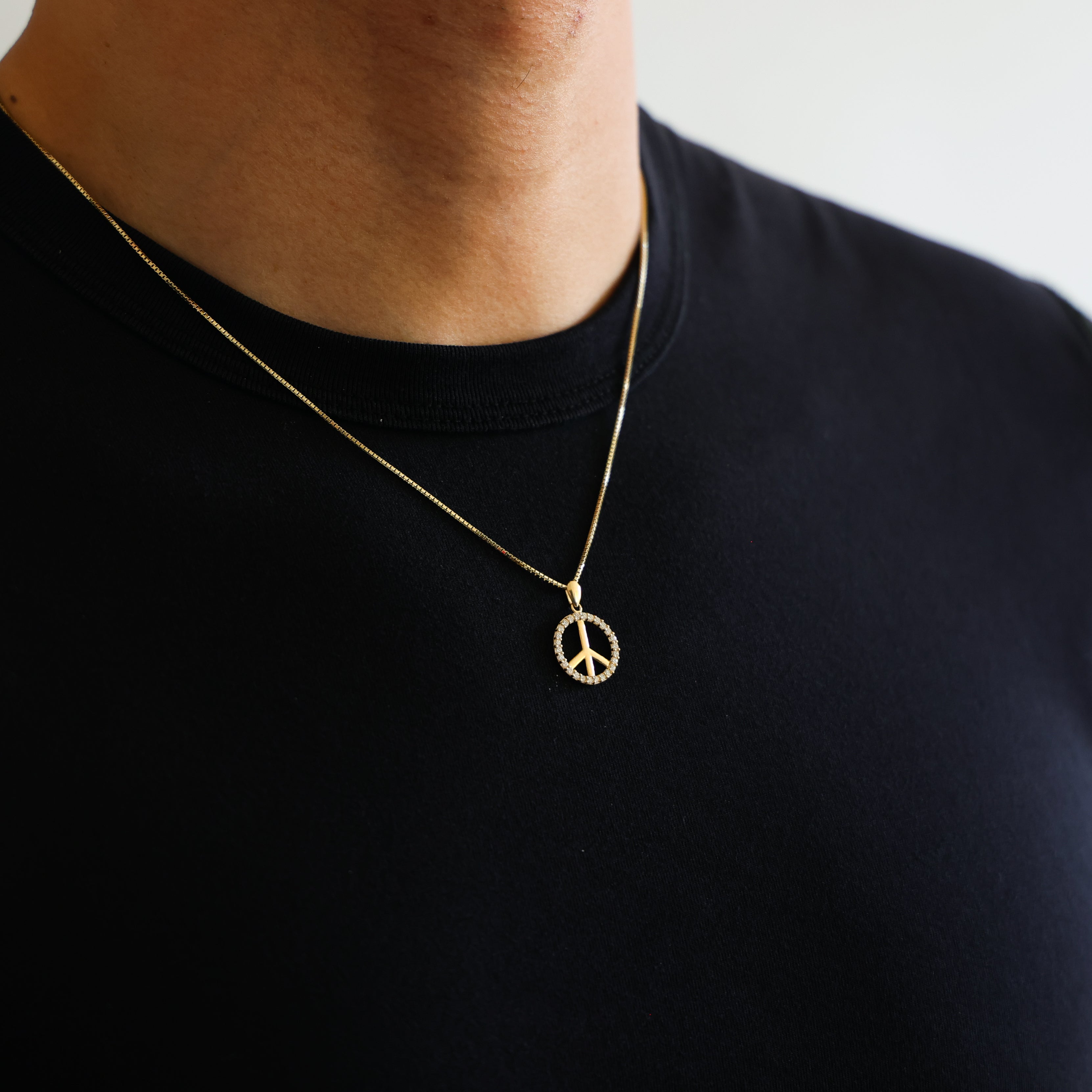 Gold Peace Sign Pendant Model-592 - Charlie & Co. Jewelry