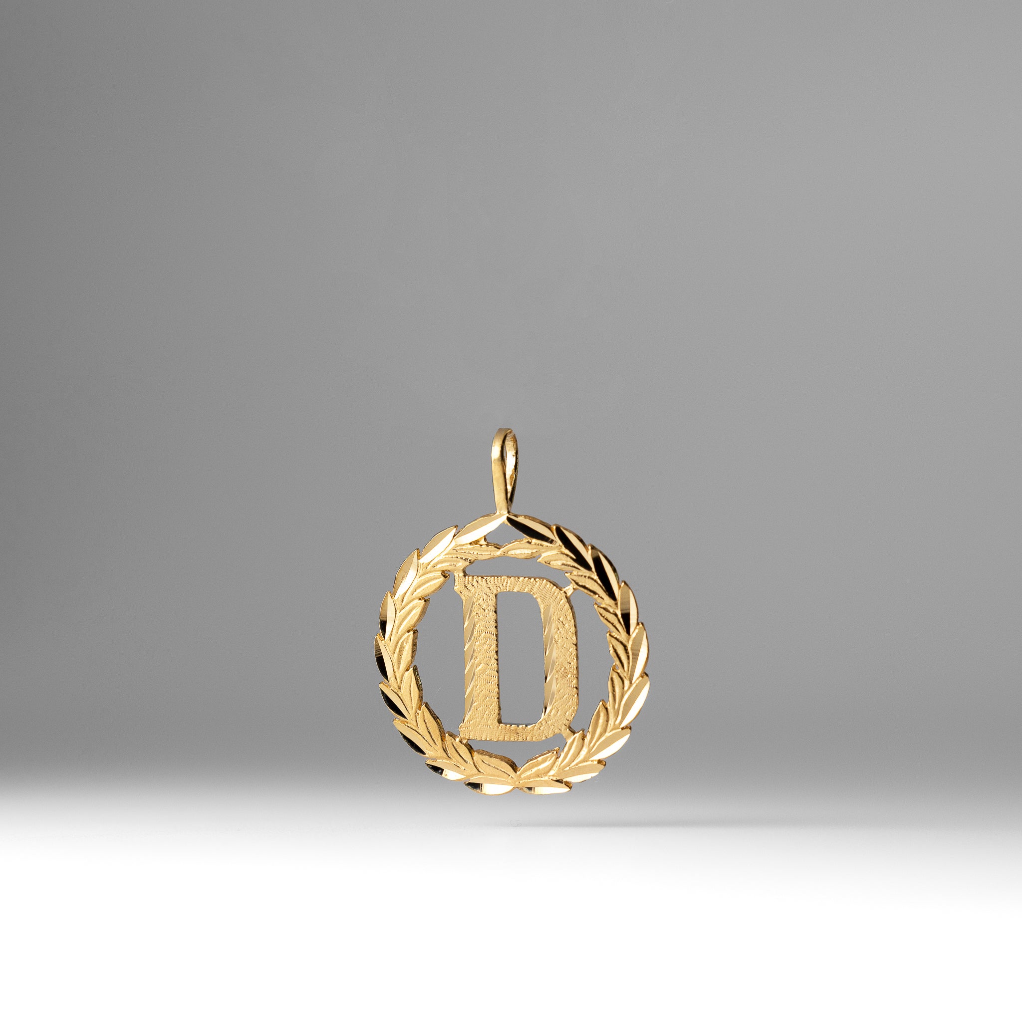 Gold Wreath D Initial Pendant | A-Z Pendants - Charlie & Co. Jewelry