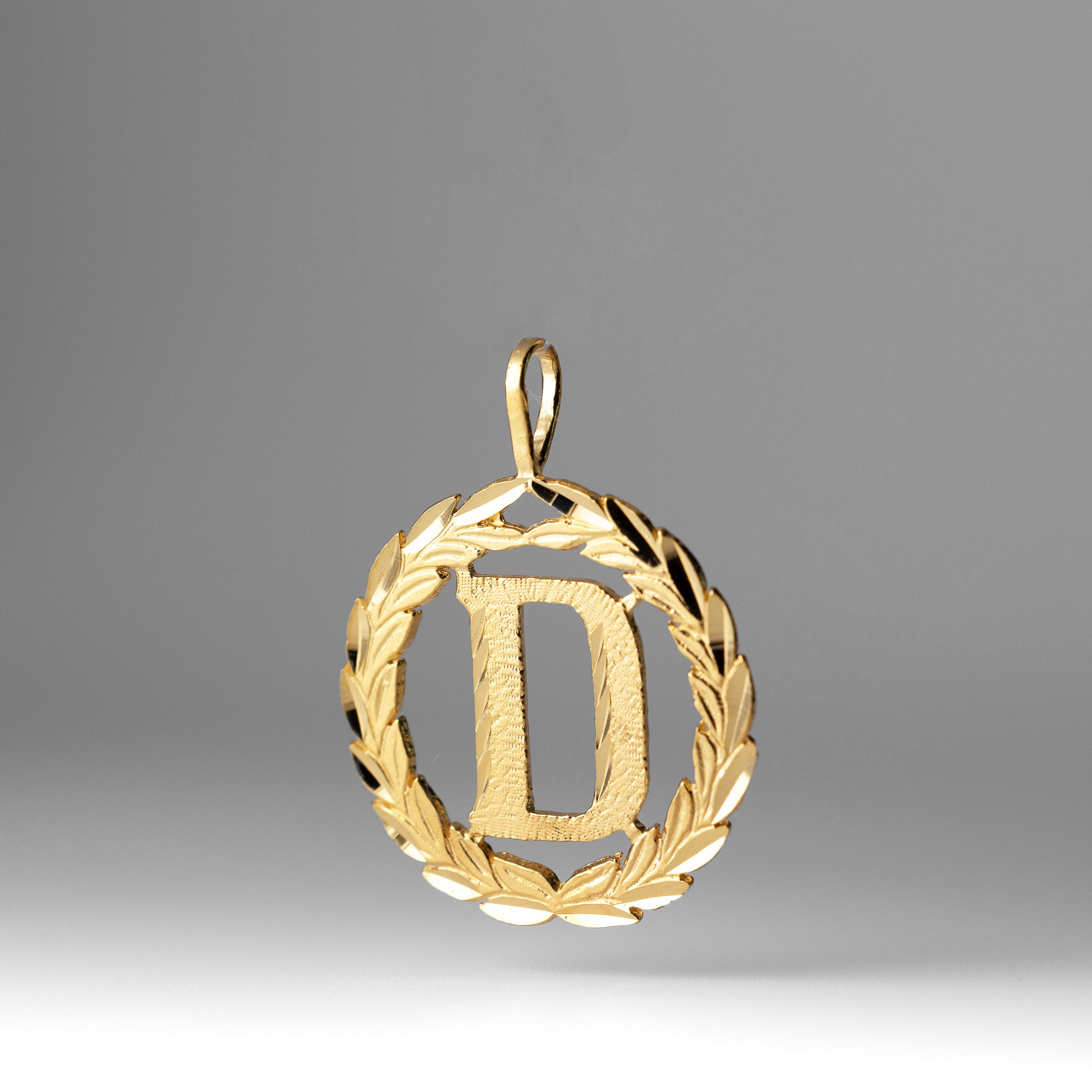 Gold Wreath D Initial Pendant | A-Z Pendants - Charlie & Co. Jewelry