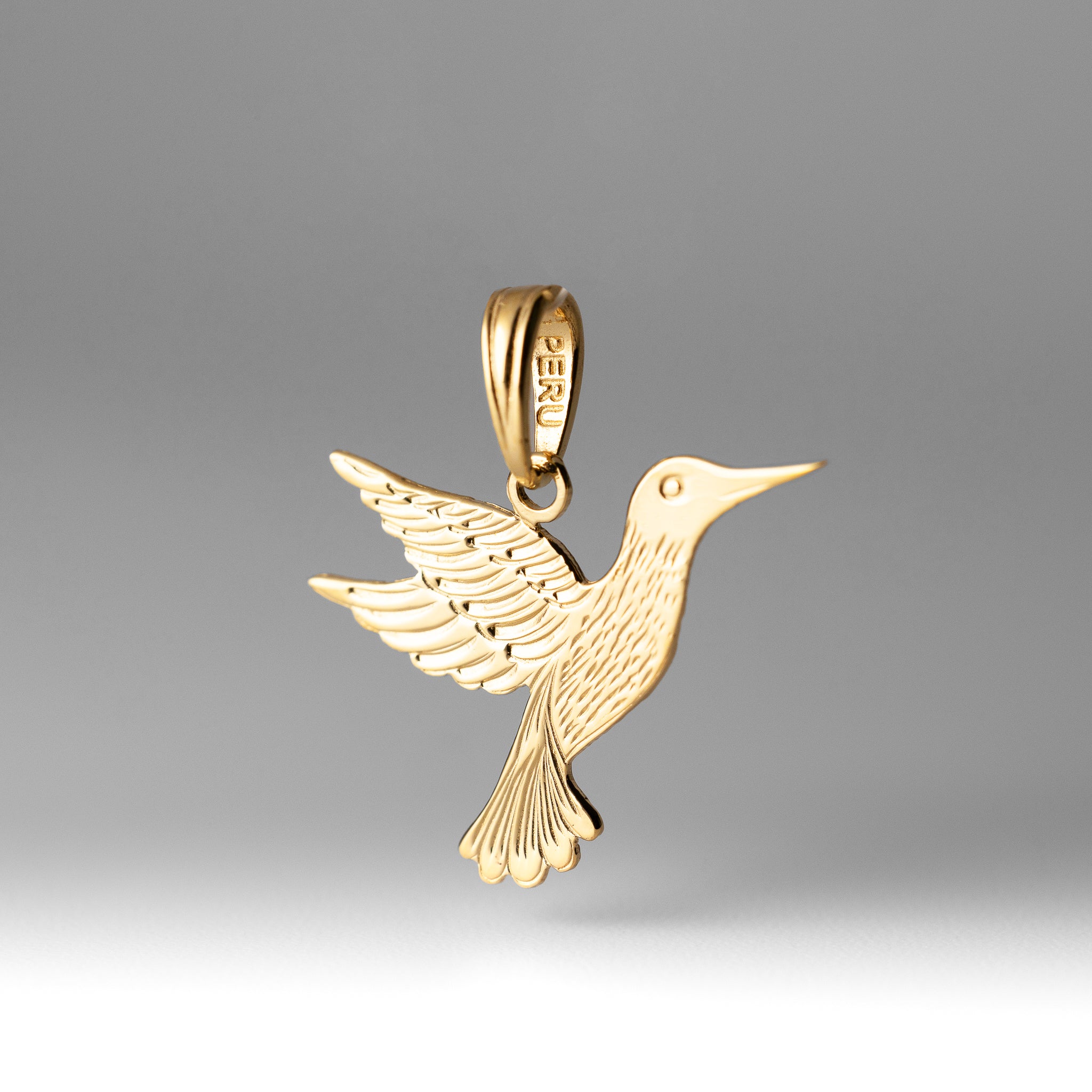Gold Polished Hummingbird Pendant - Model K6476 - Charlie & Co. Jewelry