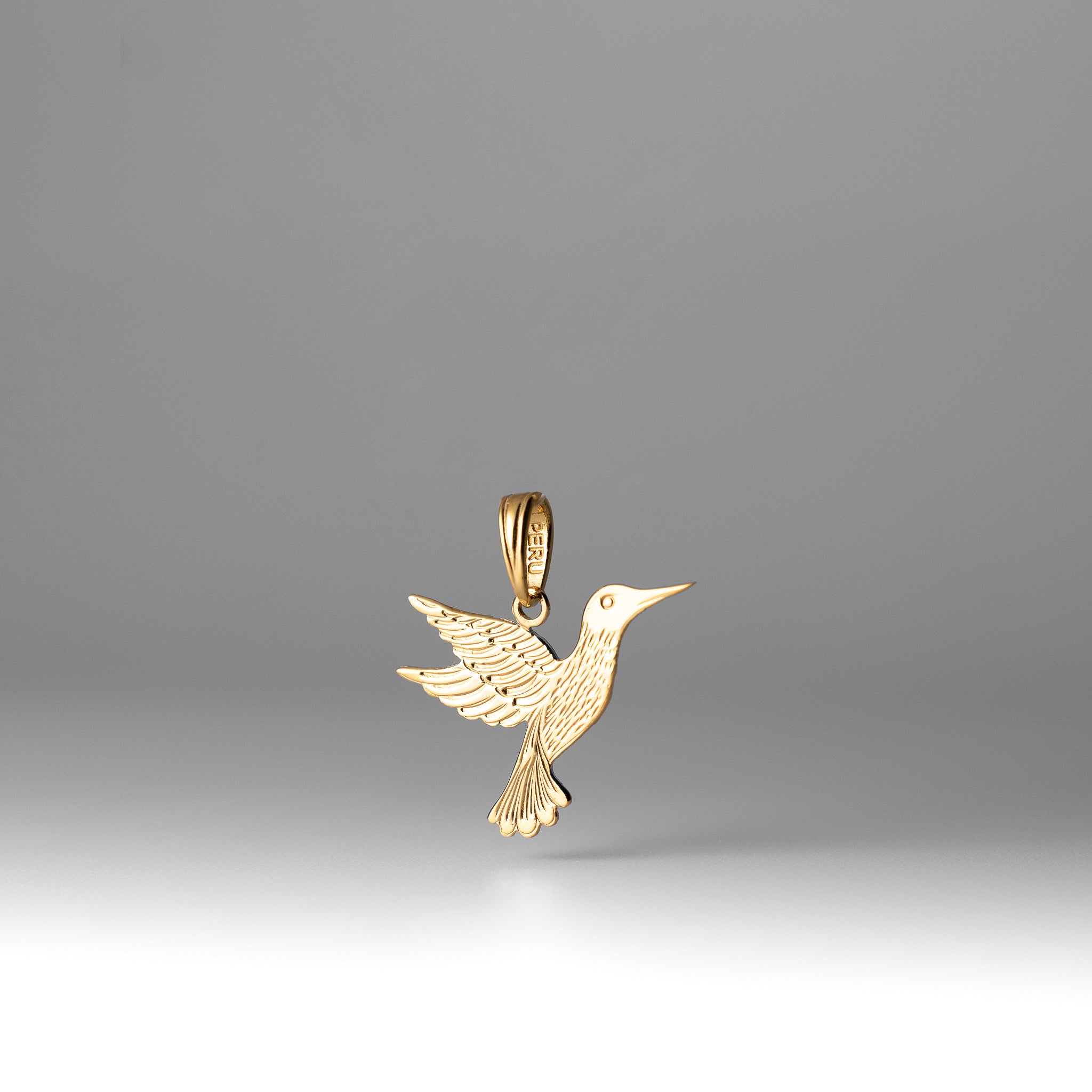 Gold Polished Hummingbird Pendant - Model K6476 - Charlie & Co. Jewelry