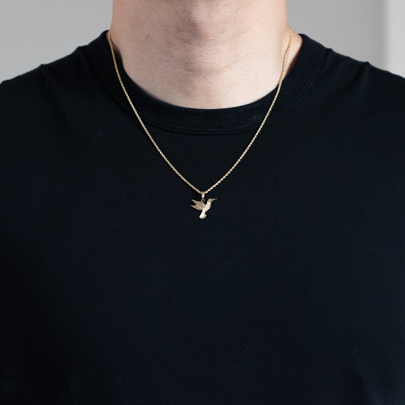 Gold Polished Hummingbird Pendant - Model K6476 - Charlie & Co. Jewelry