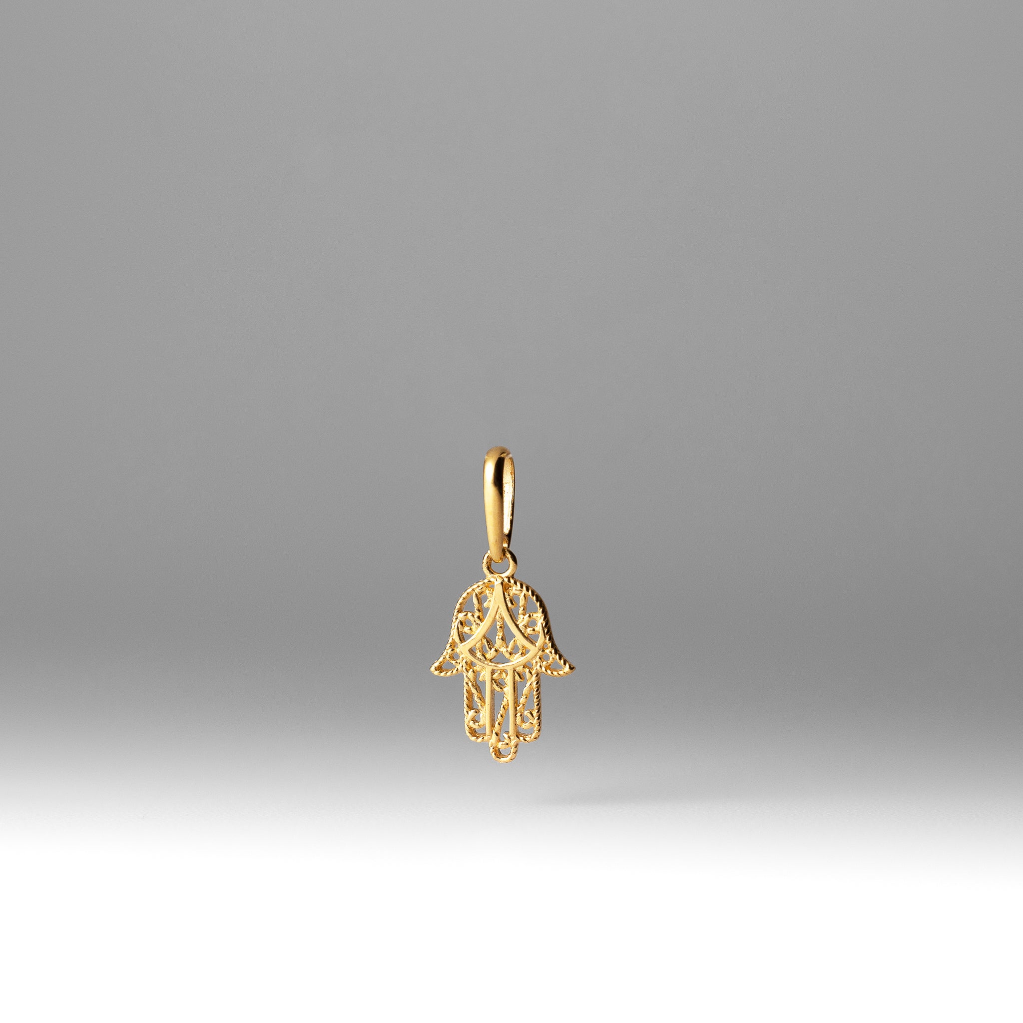 Gold Filigree Hamsa Hand Pendant - Model YC1502 - Charlie & Co. Jewelry
