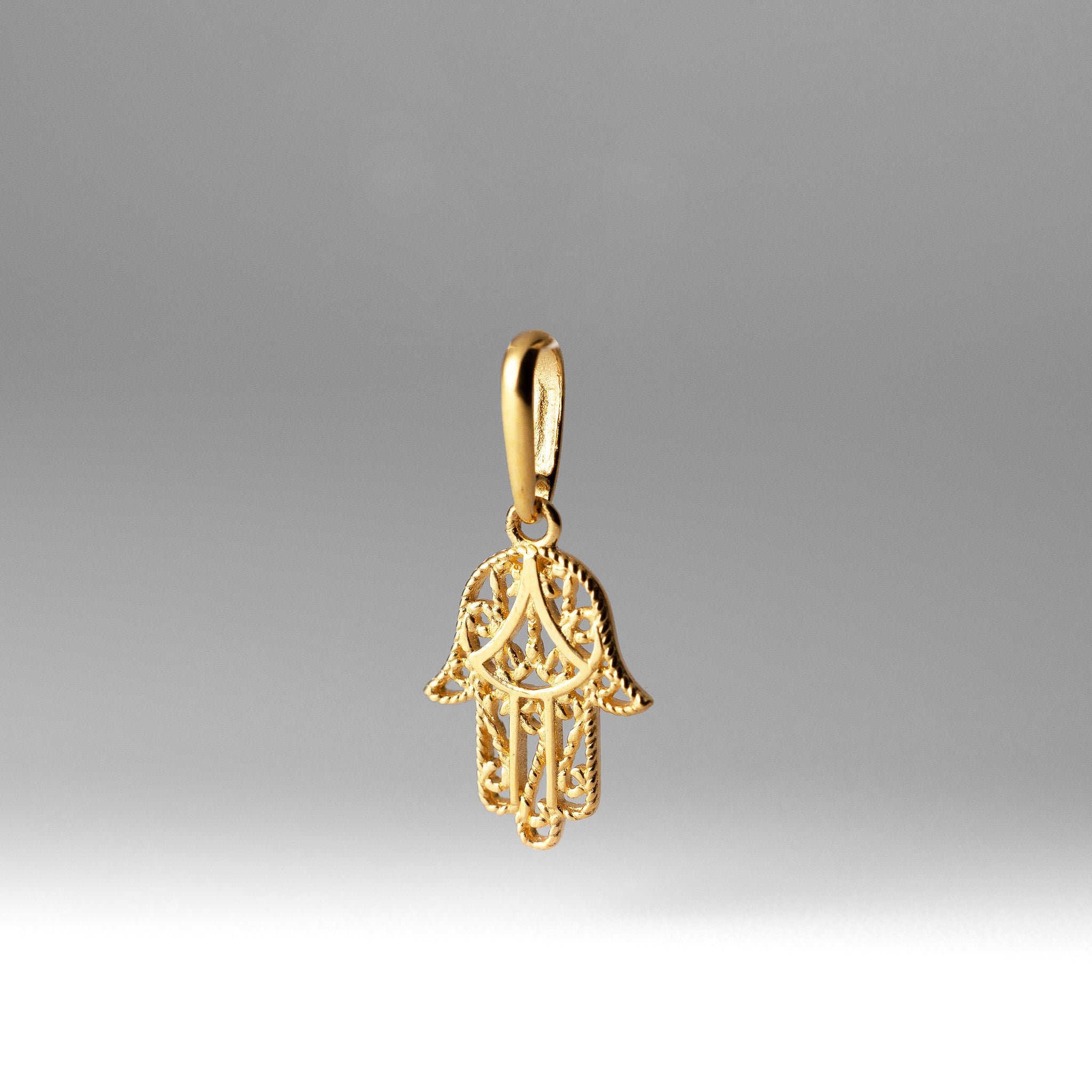 Gold Filigree Hamsa Hand Pendant - Model YC1502 - Charlie & Co. Jewelry
