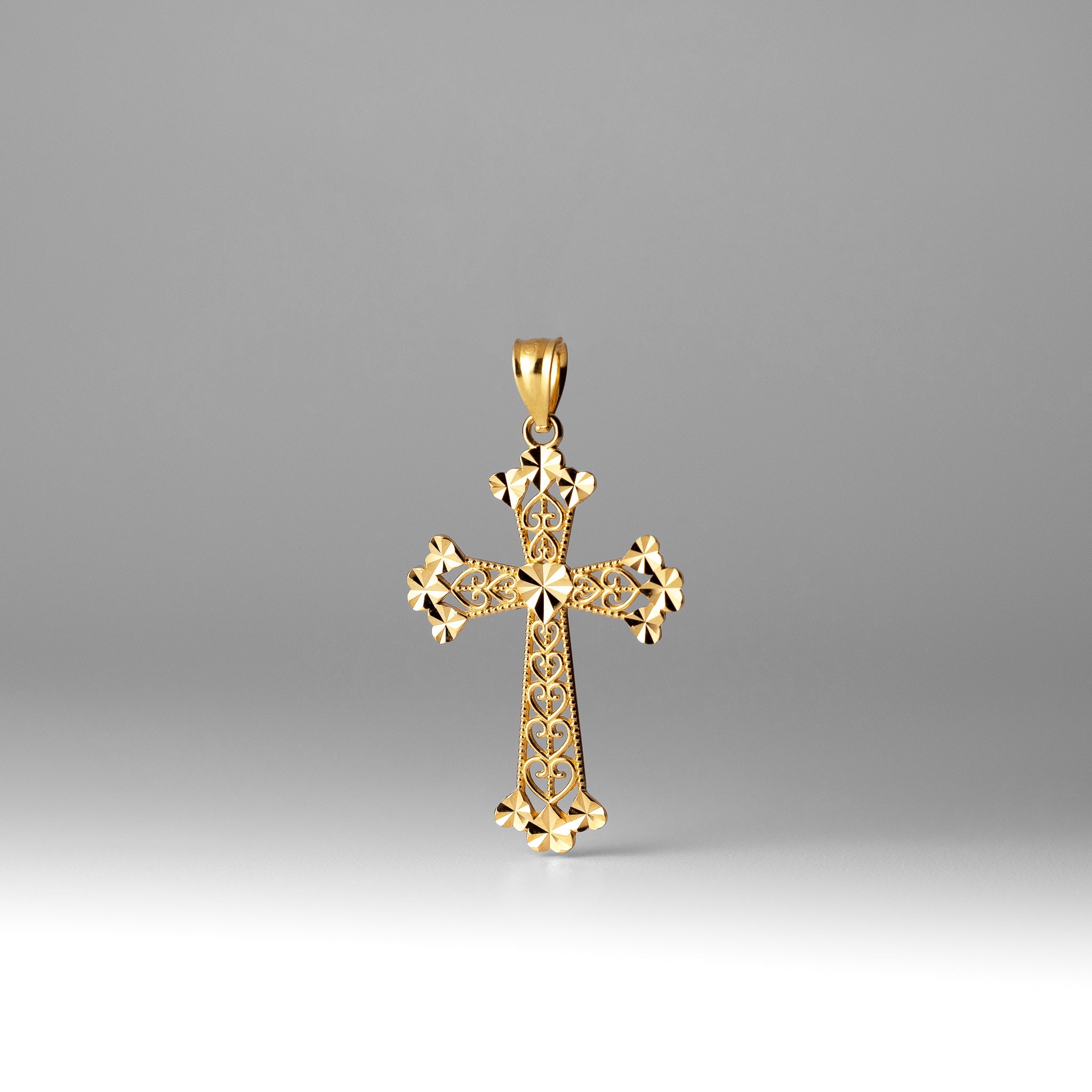 Gold Filigree Hearts Cross Charm - Model K6241 - Charlie & Co. Jewelry