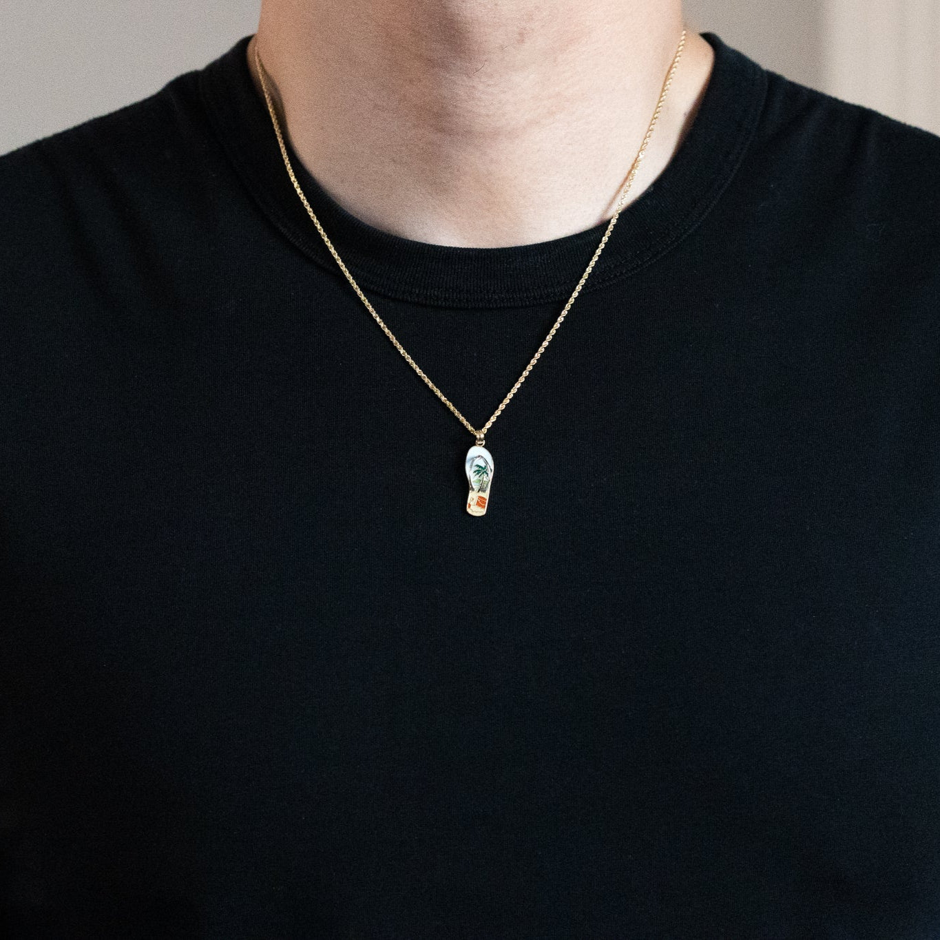 Gold 3D Enamel Palm Tree and Bucket Flip-Flop Charm - Charlie & Co. Jewelry