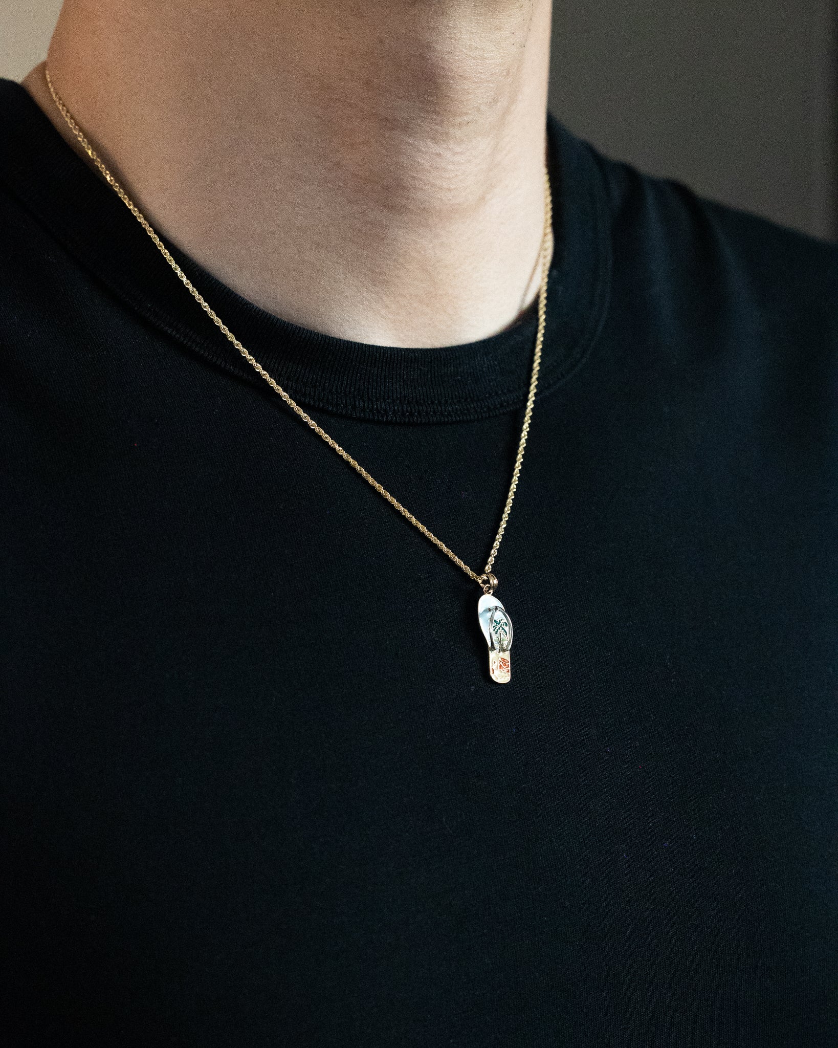 Gold 3D Enamel Palm Tree and Bucket Flip-Flop Charm - Charlie & Co. Jewelry