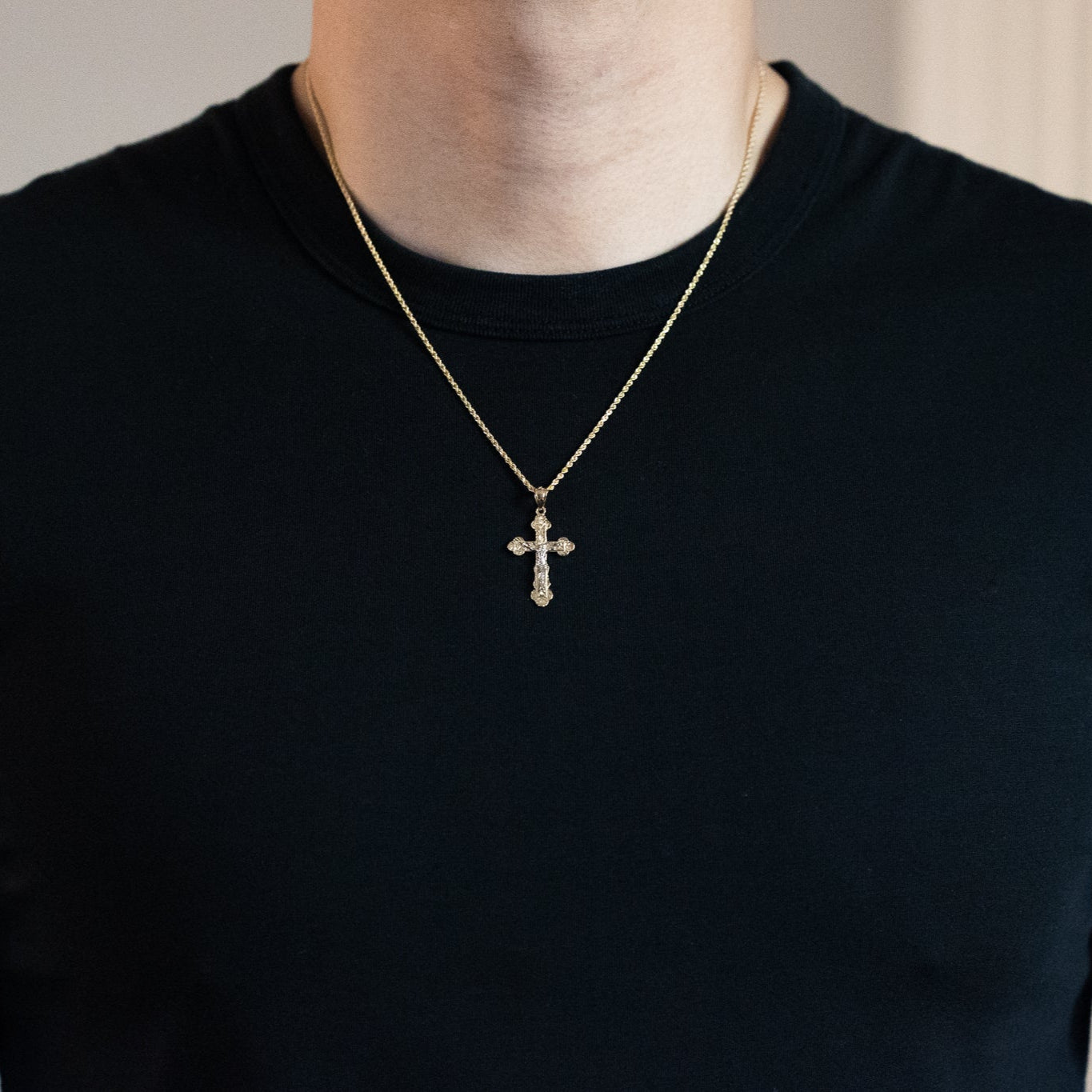 Gold Medium Crucifix Cross Pendant - Model 0863 - Charlie & Co. Jewelry