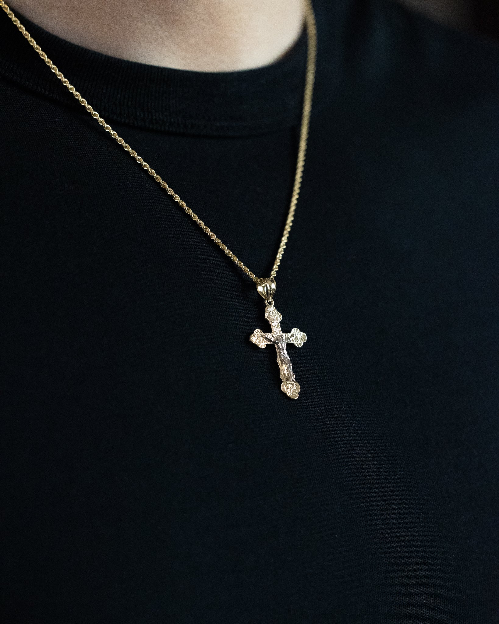 Gold Medium Crucifix Cross Pendant - Model 0863 - Charlie & Co. Jewelry