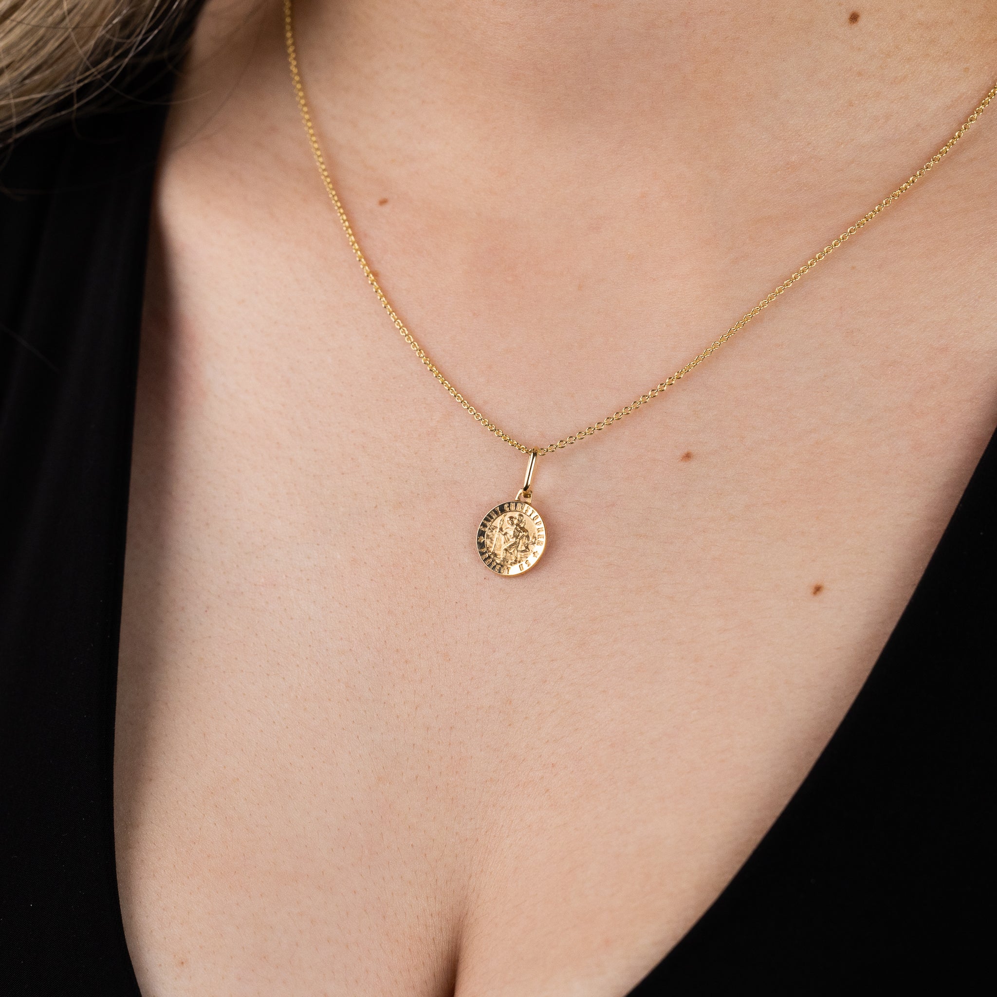 Gold St. Christopher Religious Pendant - Model 268 - Charlie & Co. Jewelry