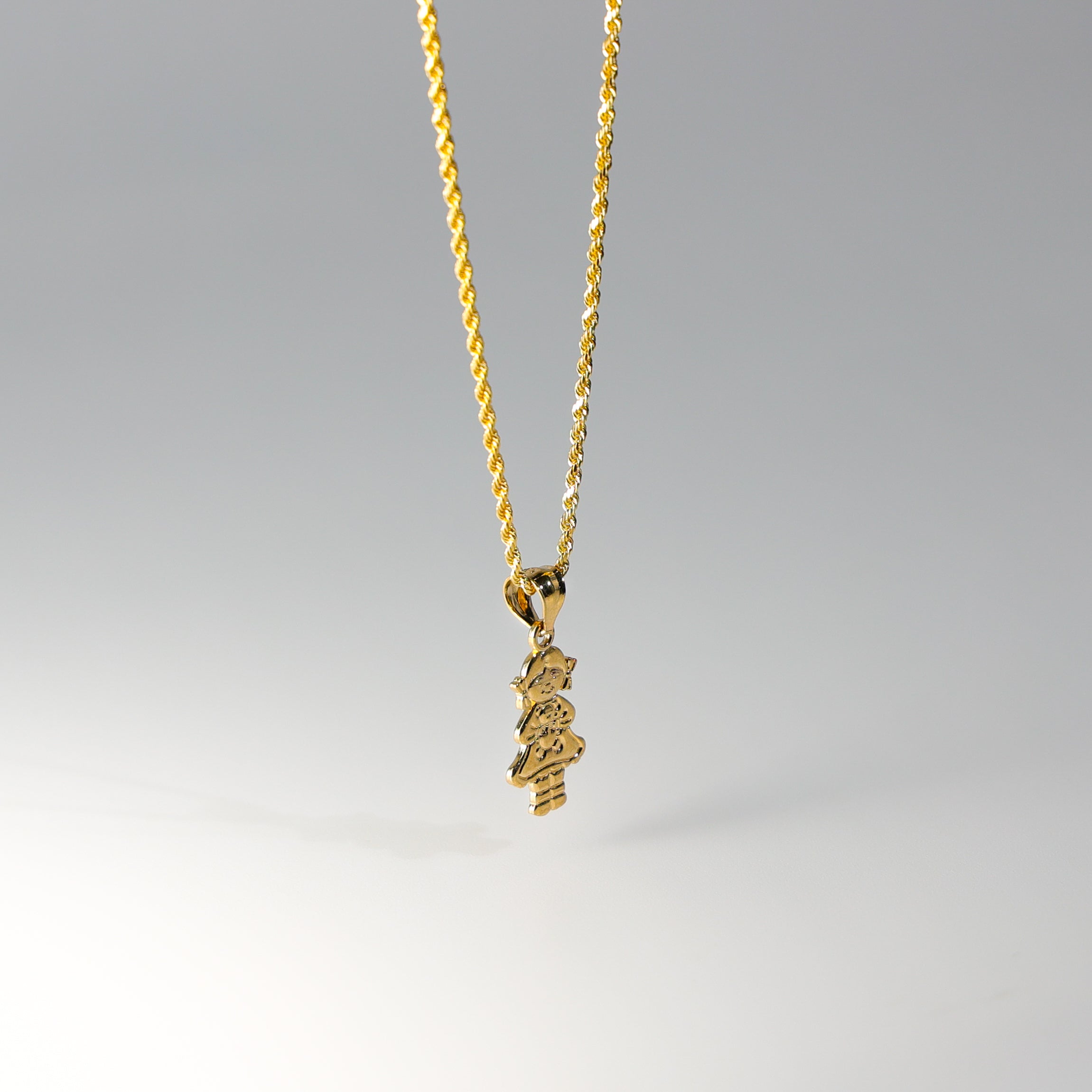 14k Gold Simple Girl Pendant Model-2016 - Charlie & Co. Jewelry