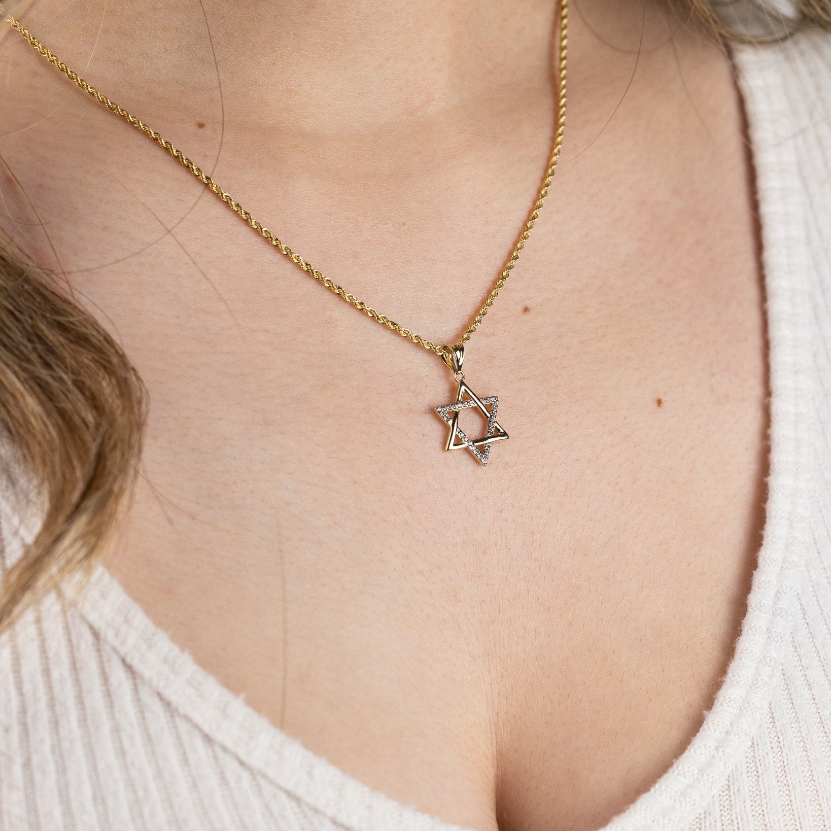 Gold Star of David Pendant - Model 2241 - Charlie & Co. Jewelry