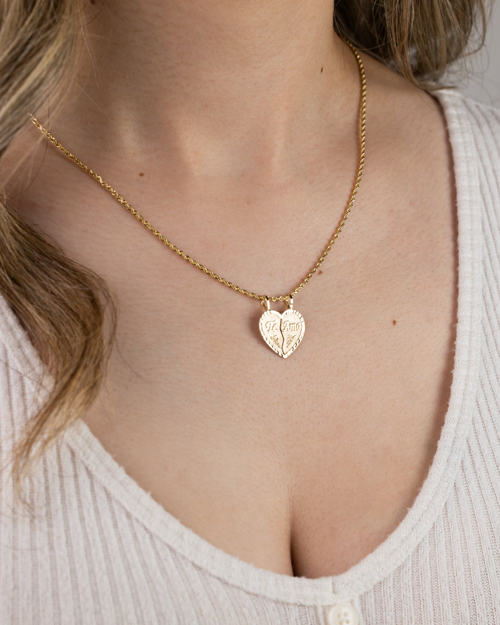 Gold Te Amo Heart Pendant Two-Piece - Model 1811 - Charlie & Co. Jewelry