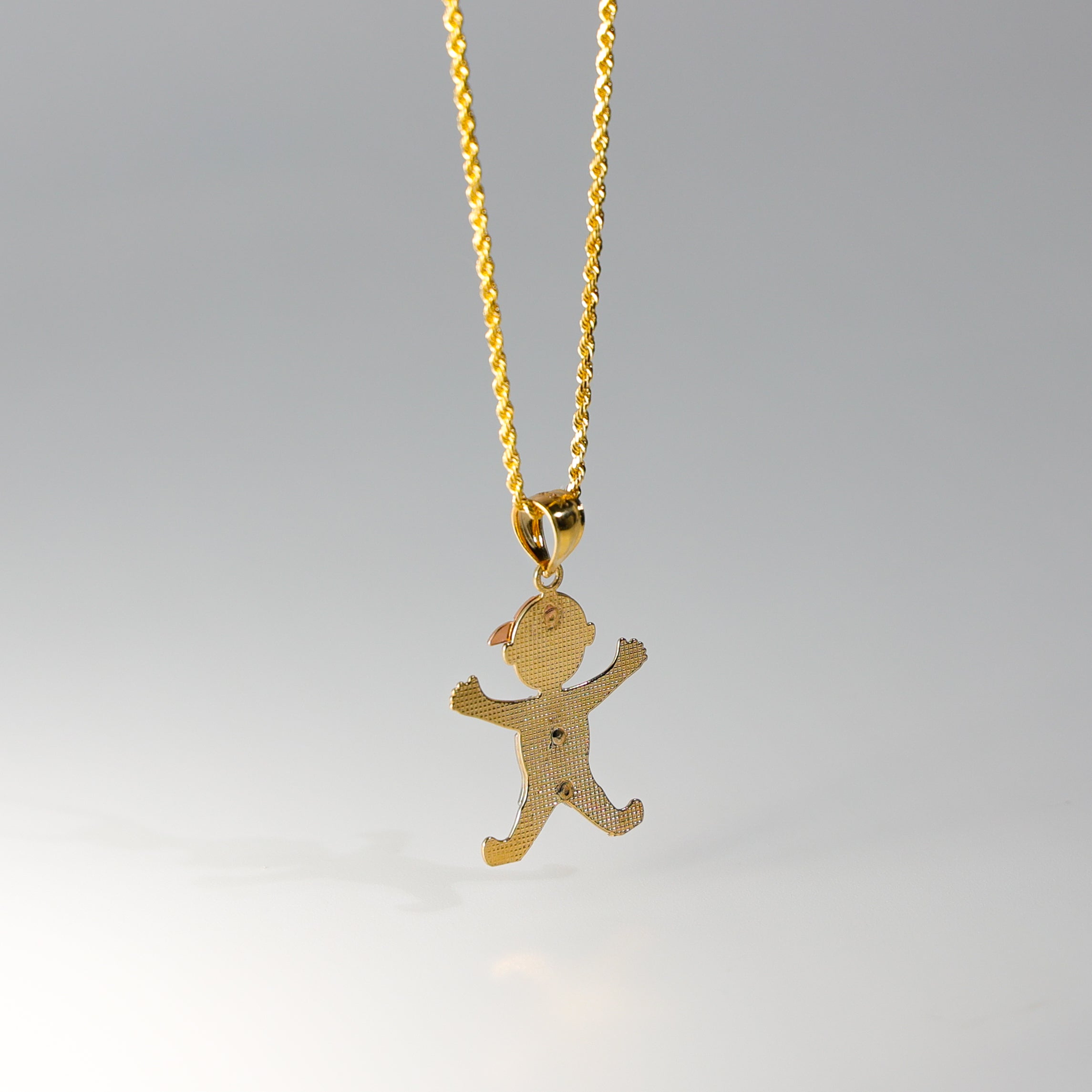 14k Gold Happy Smiley Boy Pendant Model-2396 - Charlie & Co. Jewelry