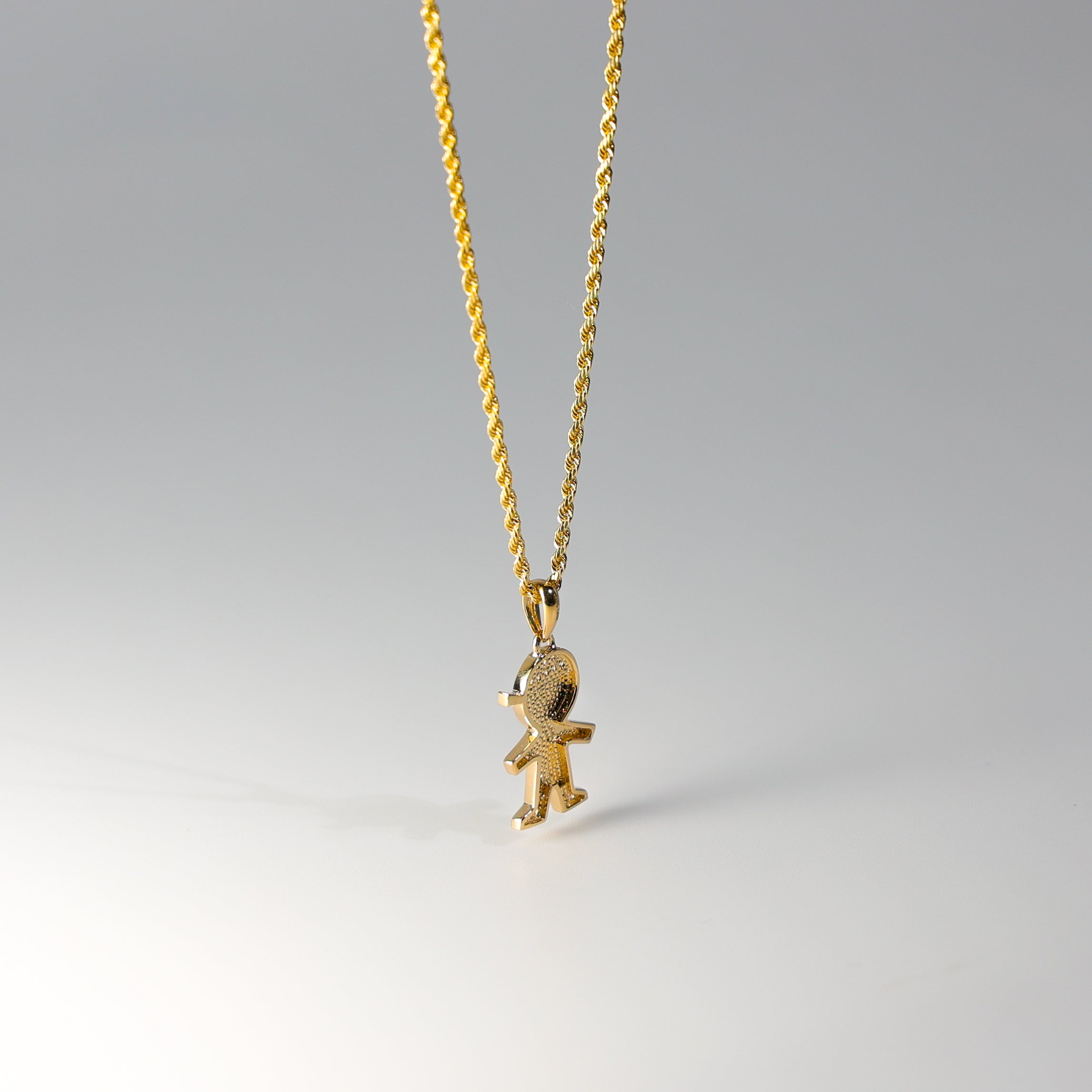 14K Gold Simple Boy Pendant With Stones Model-2002 - Charlie & Co. Jewelry