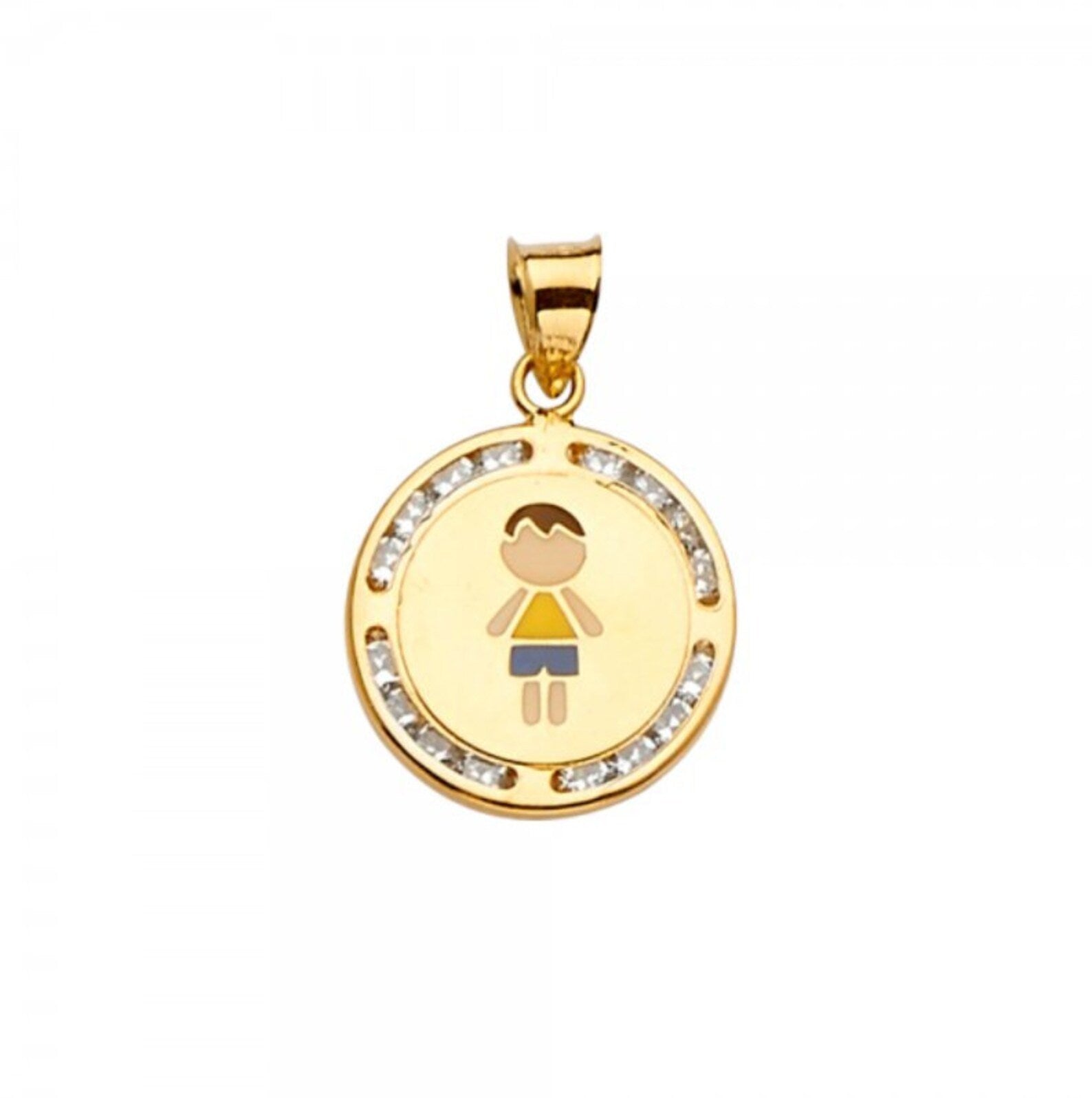 14k Gold Boy Medal Pendant Charm Model-2400 - Charlie & Co. Jewelry