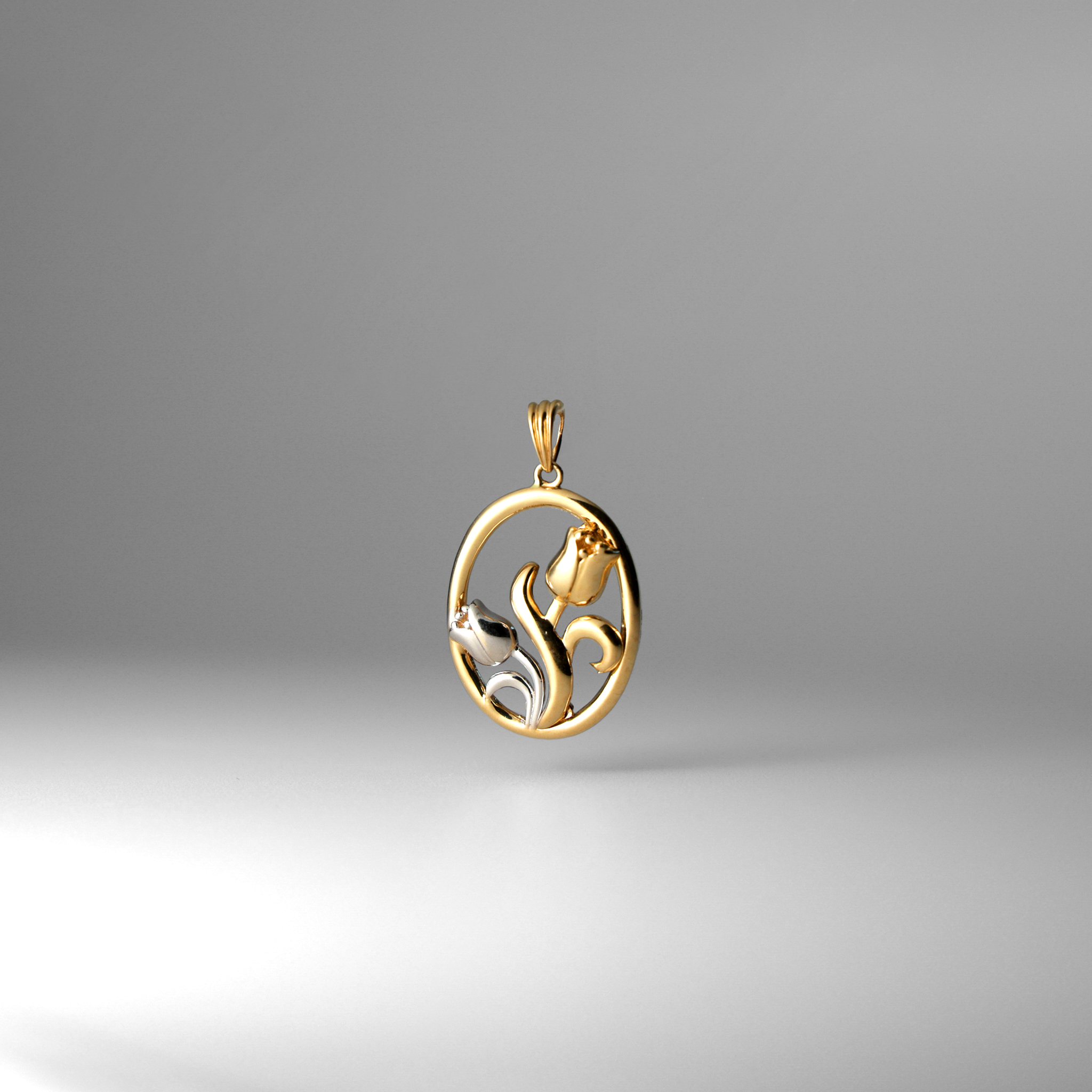 Gold Rose Pendant Two-Tones Model-1737 - Charlie & Co. Jewelry