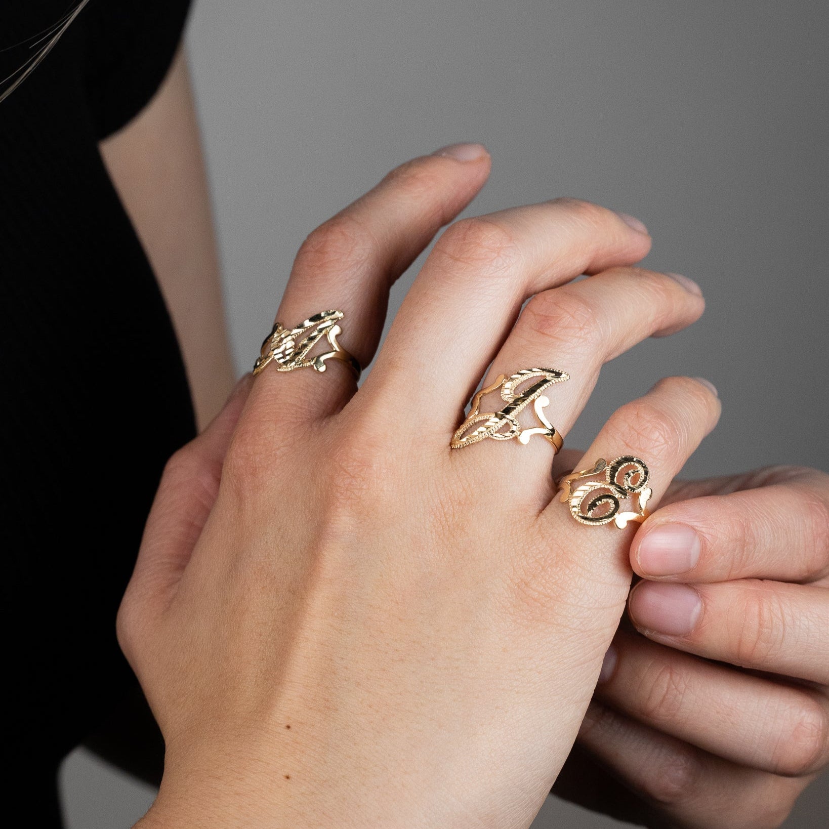 Gold Cursive Initial "A" Ring - Charlie & Co. Jewelry