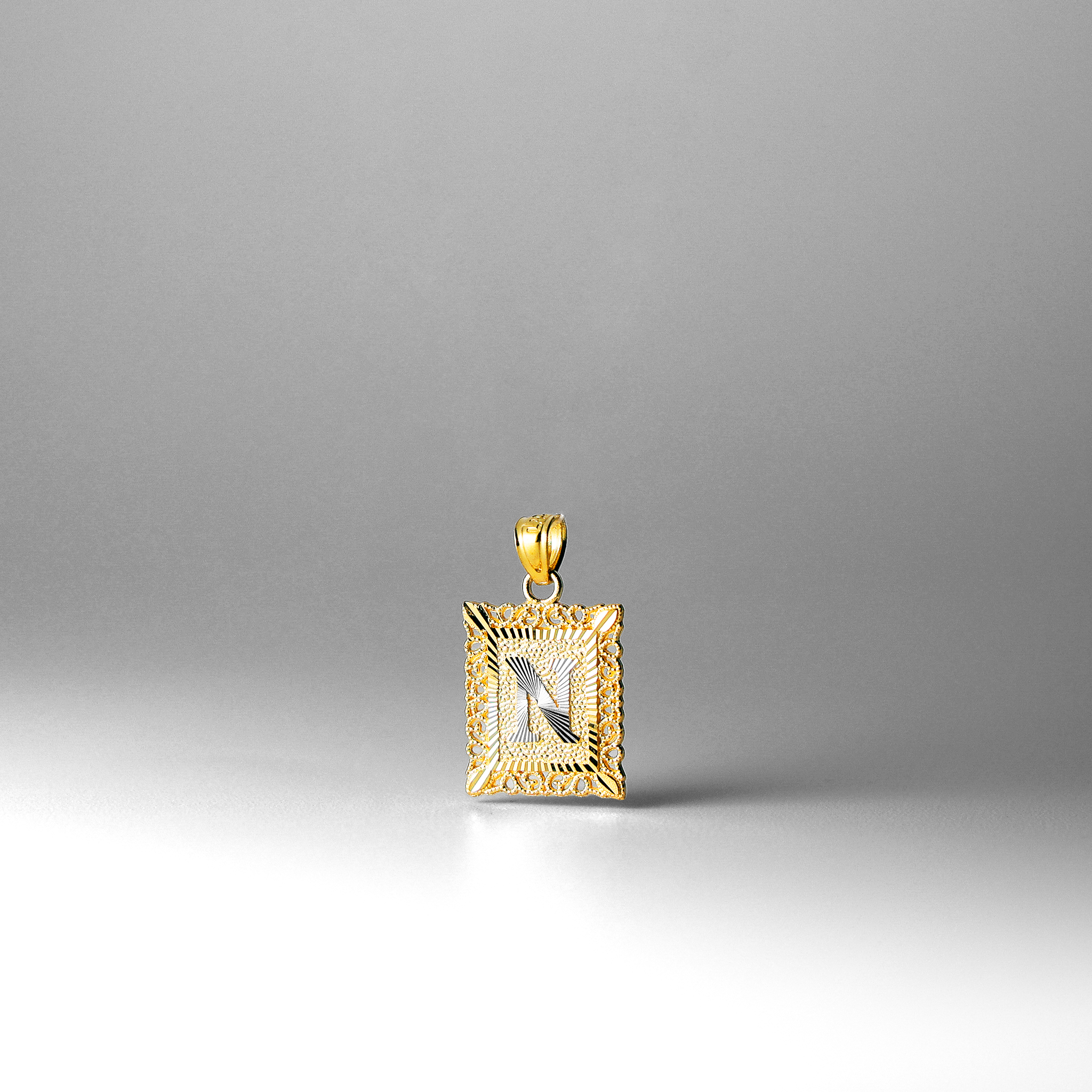 Gold Letter N Filigree Pendants | A-Z Gold Pendants - Charlie & Co. Jewelry