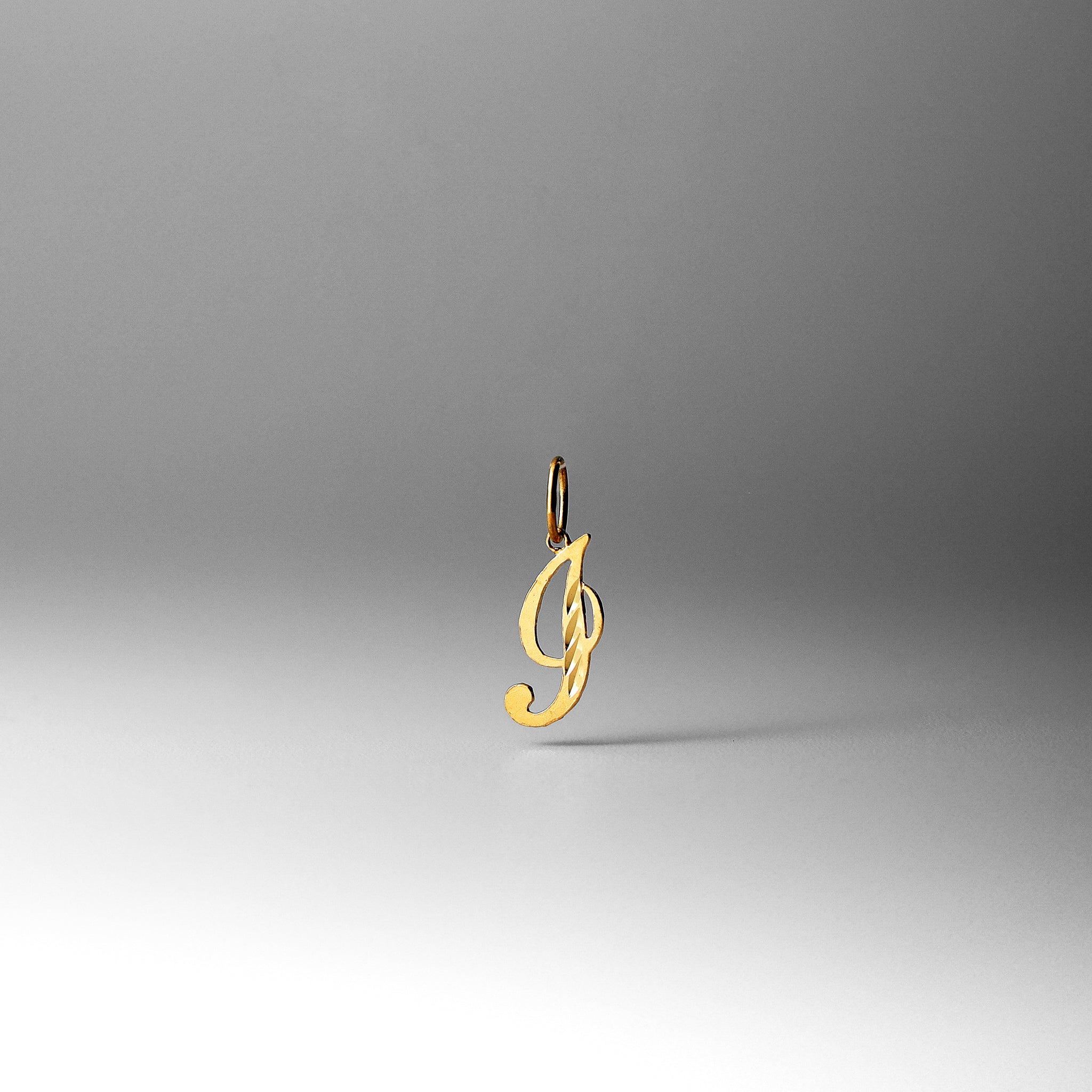Gold Calligraphy Letter I Pendant | A-Z Pendants - Charlie & Co. Jewelry