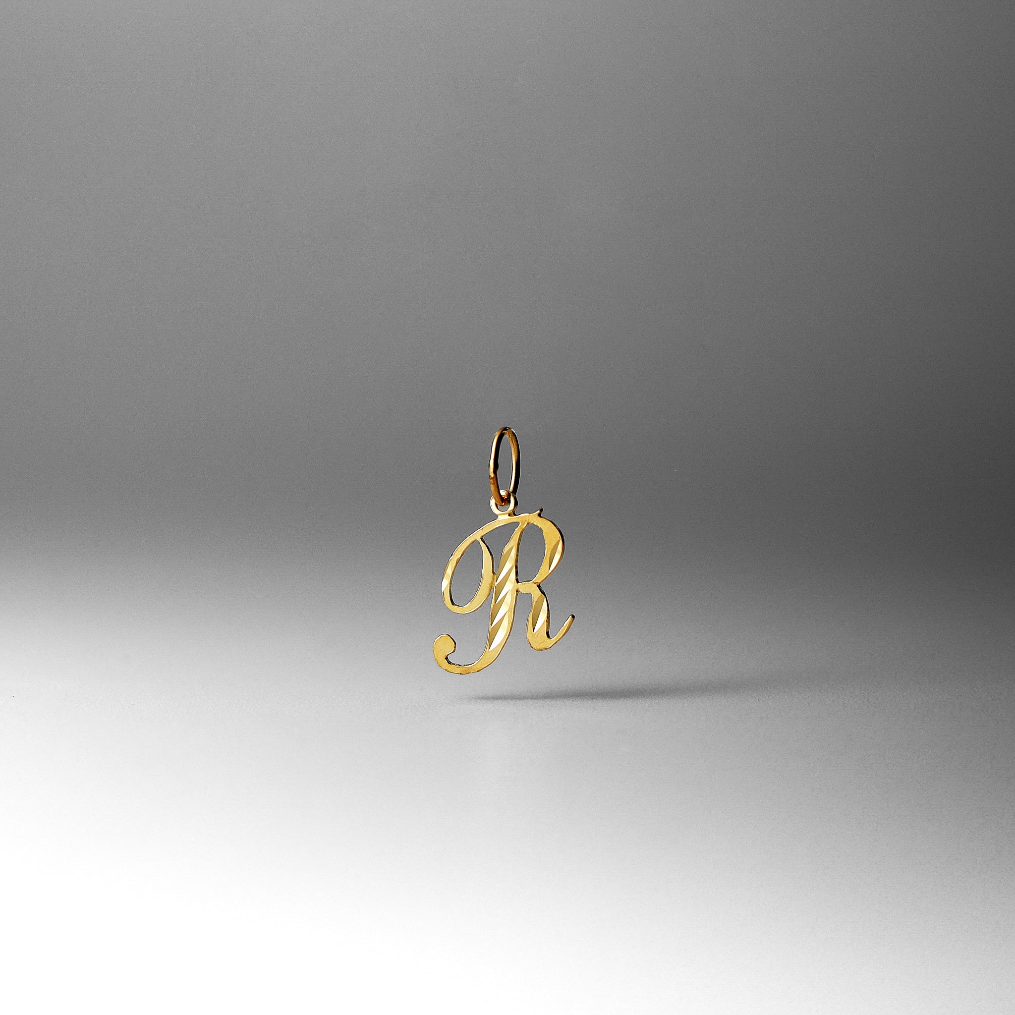 Gold Calligraphy Letter R Pendant | A-Z Pendants - Charlie & Co. Jewelry