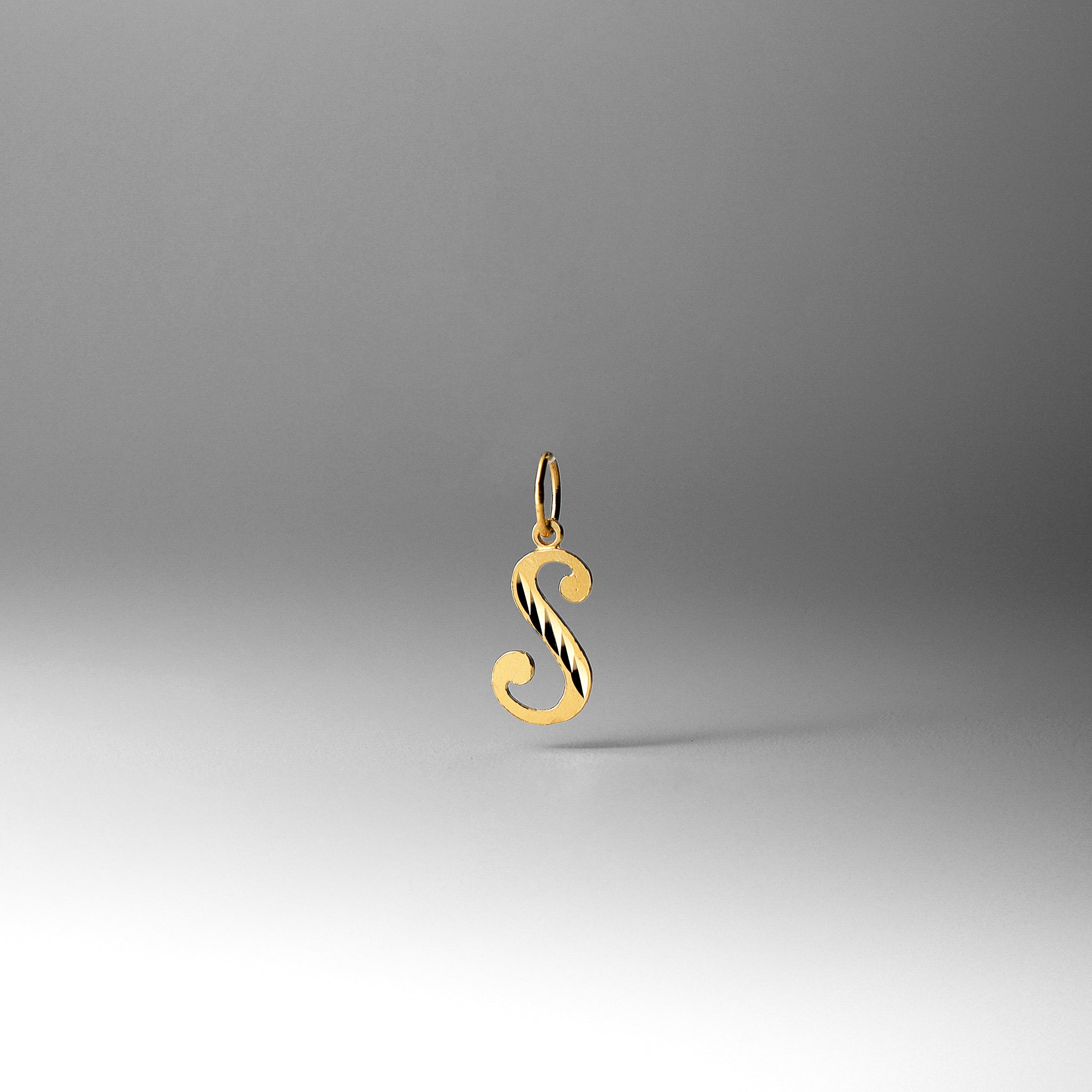 Gold Calligraphy Letter S Pendant | A-Z Pendants - Charlie & Co. Jewelry