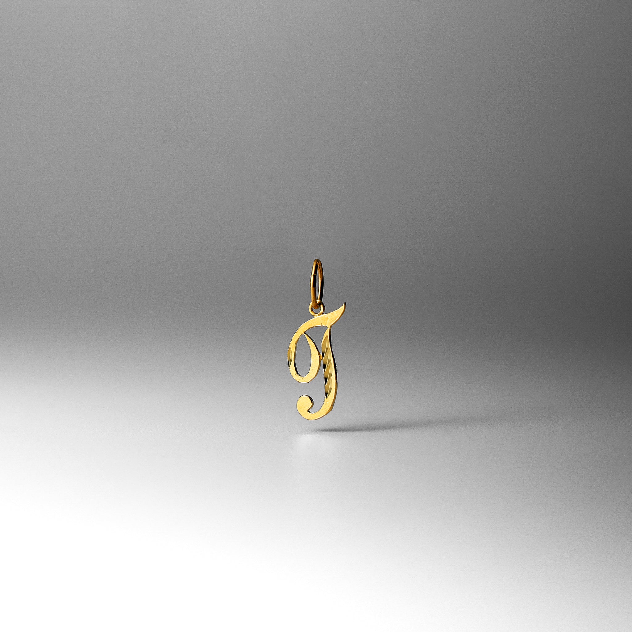 Gold Calligraphy Letter T Pendant | A-Z Pendants - Charlie & Co. Jewelry