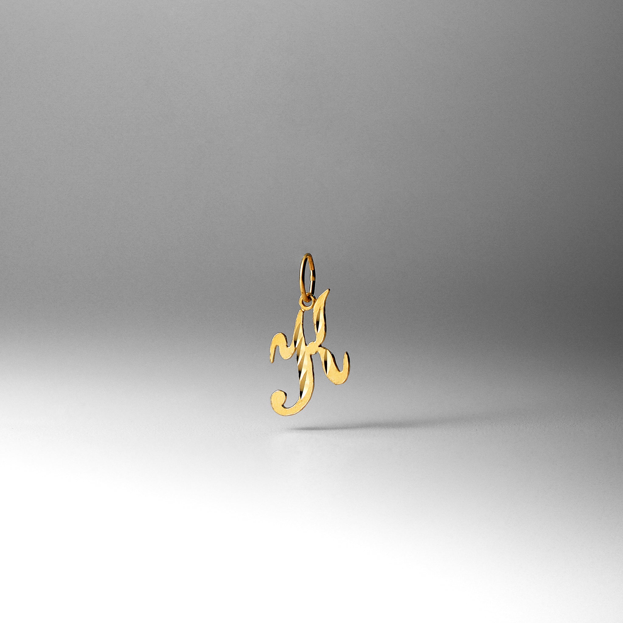 Gold Calligraphy Letter K Pendant | A-Z Pendants - Charlie & Co. Jewelry