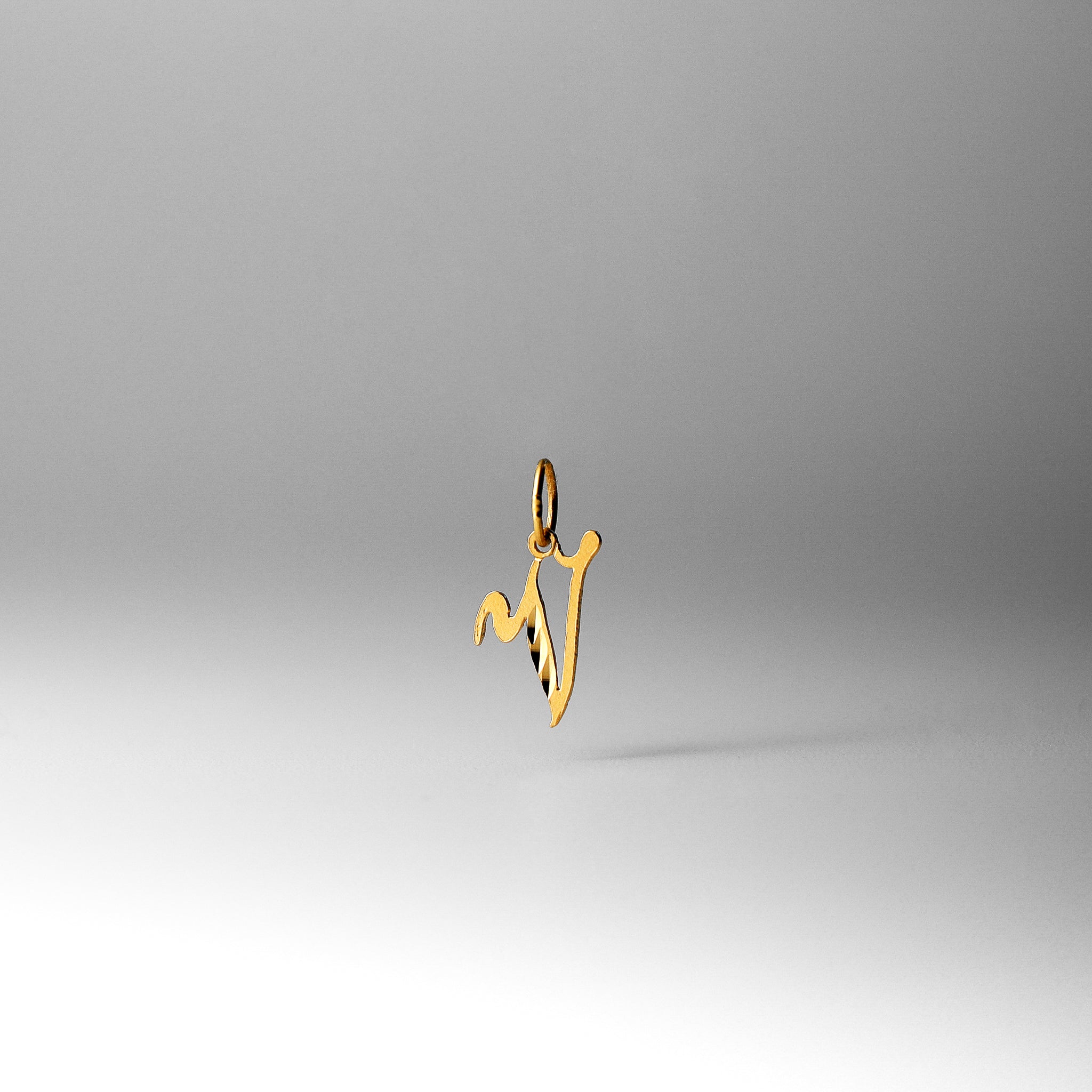 Gold Calligraphy Letter V Pendant | A-Z Pendants - Charlie & Co. Jewelry