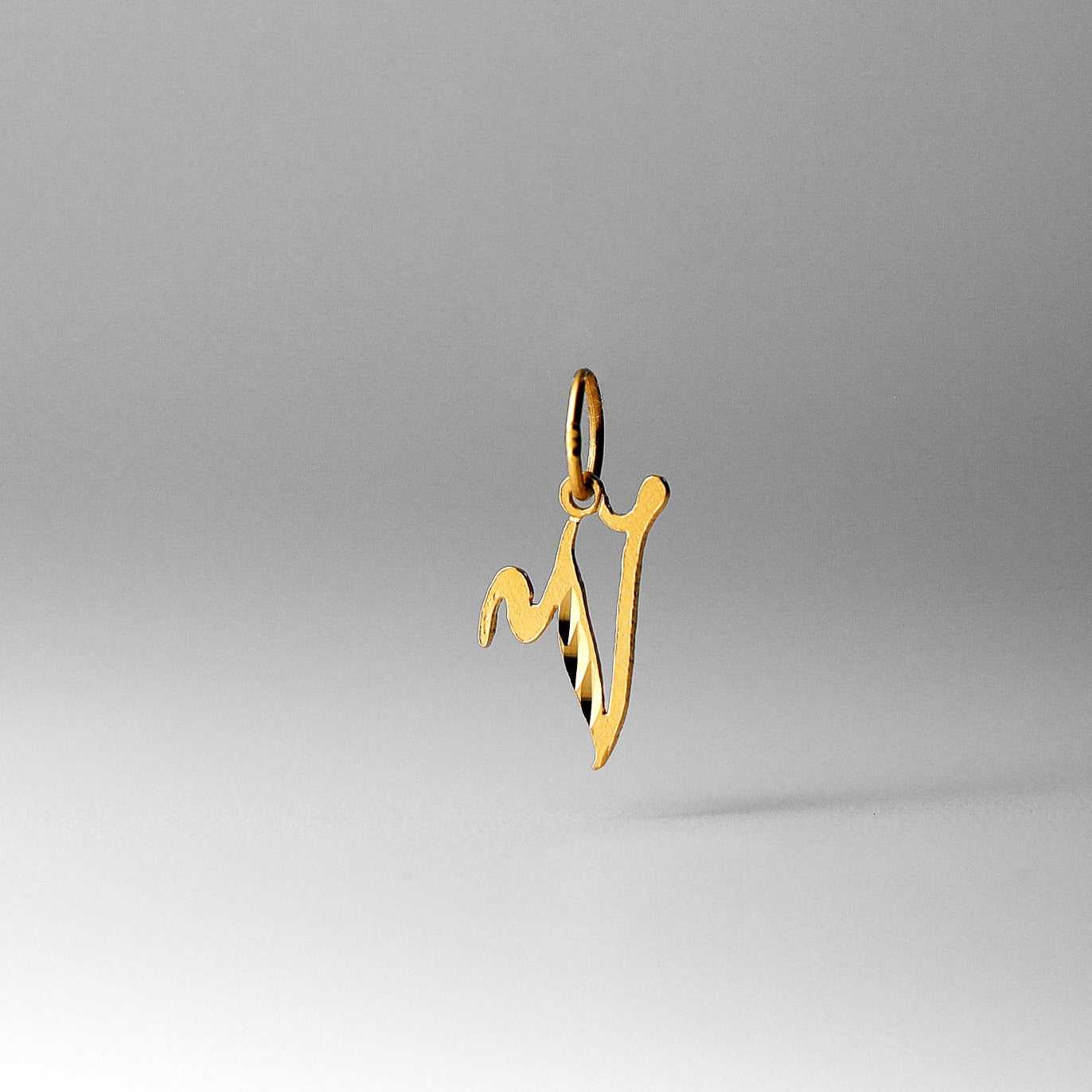 Gold Calligraphy Letter V Pendant | A-Z Pendants - Charlie & Co. Jewelry