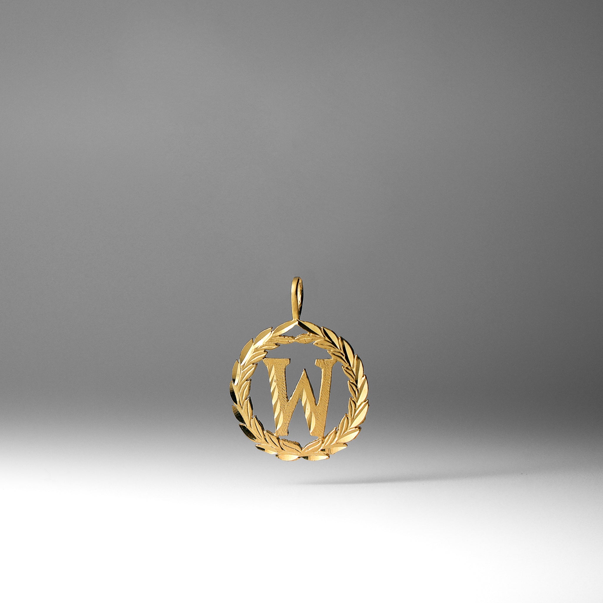Gold Wreath W Initial Pendant | A-Z Pendants - Charlie & Co. Jewelry