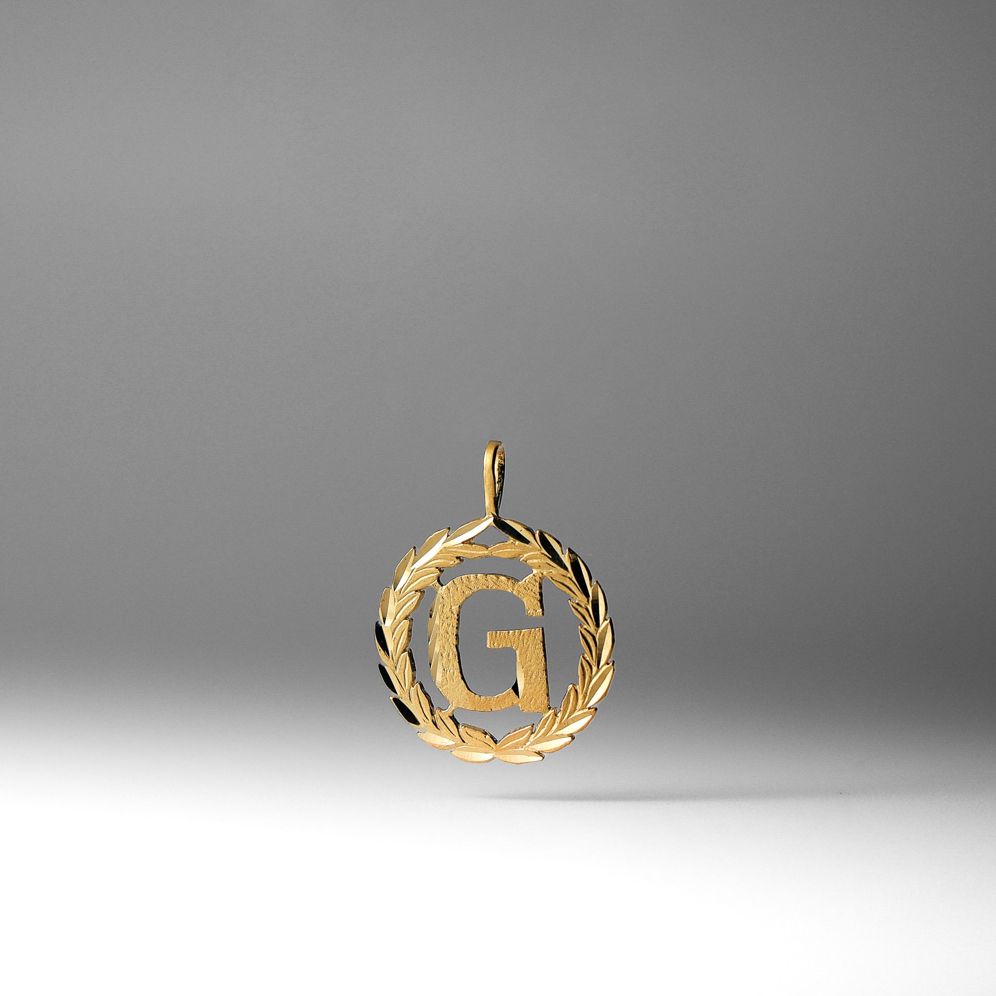 Gold Wreath G Initial Pendant | A-Z Pendants - Charlie & Co. Jewelry