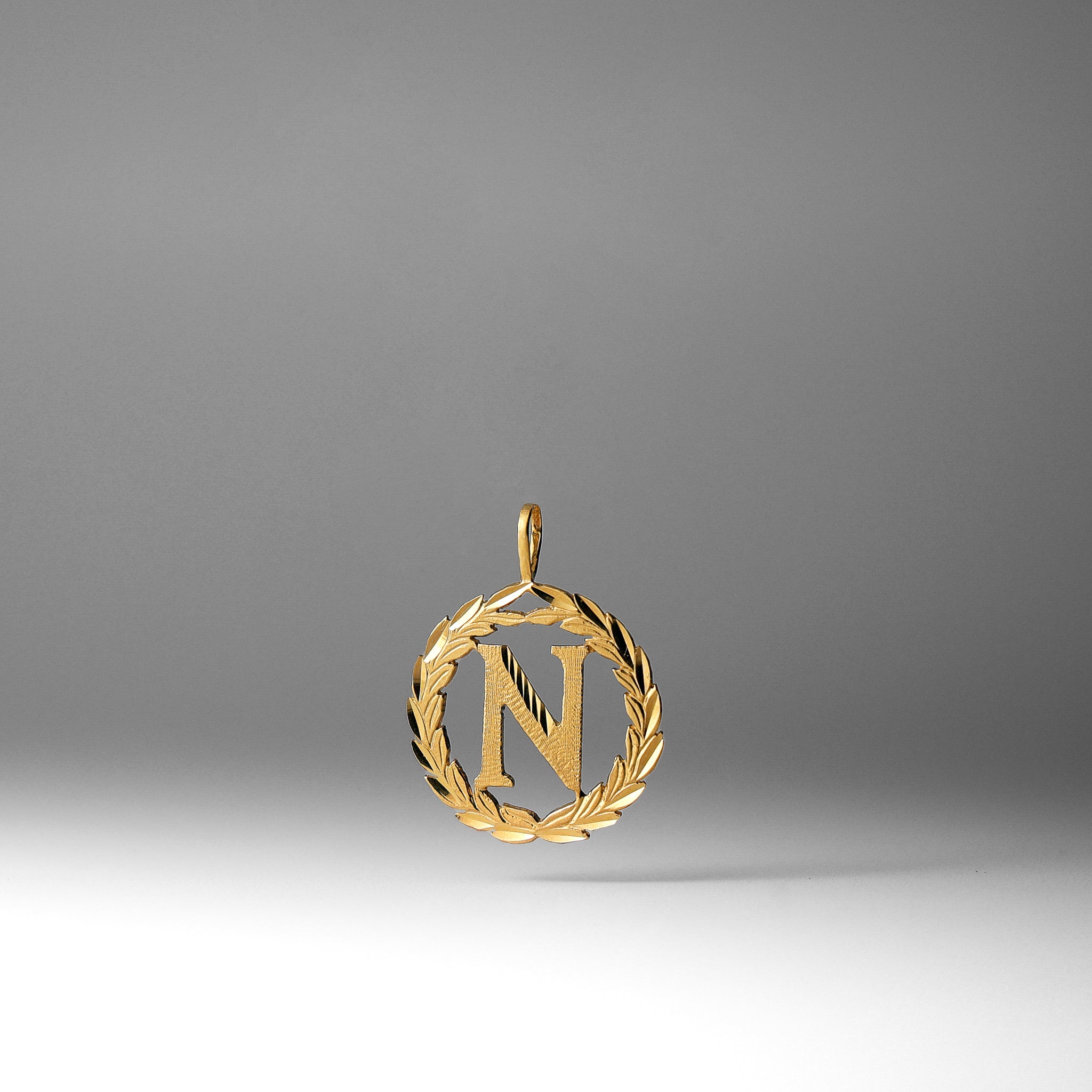 Gold Wreath N Initial Pendant | A-Z Pendants - Charlie & Co. Jewelry
