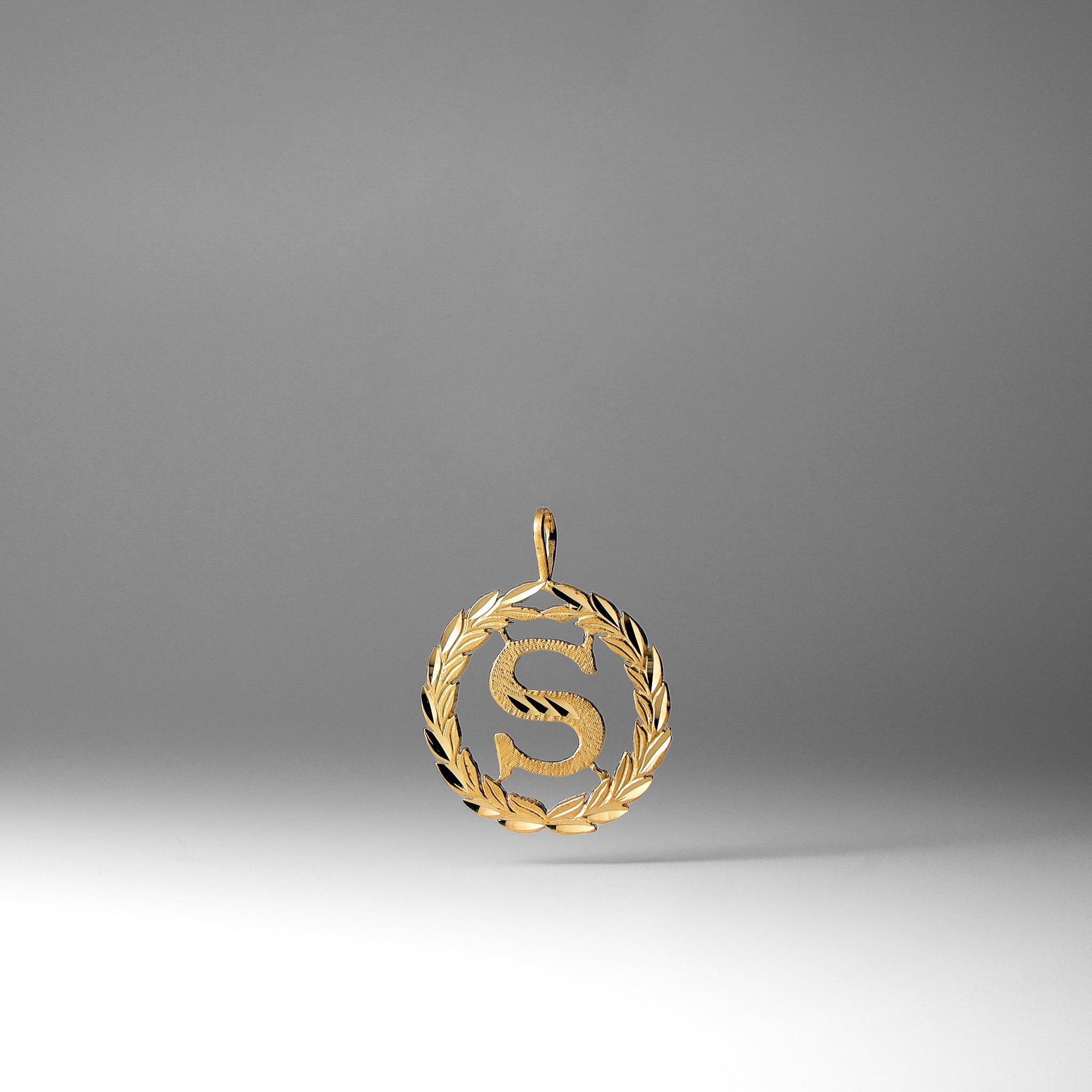 Gold Wreath S Initial Pendant | A-Z Pendants - Charlie & Co. Jewelry