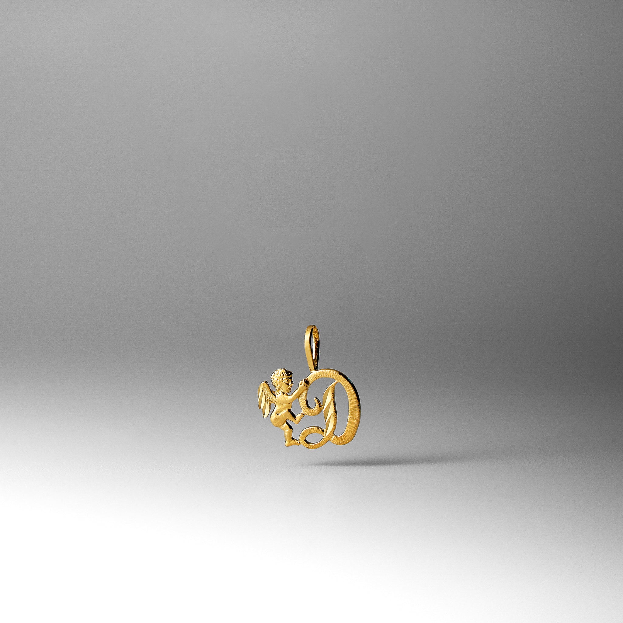 Gold Angel Letter D Pendant | A-Z Pendants - Charlie & Co. Jewelry