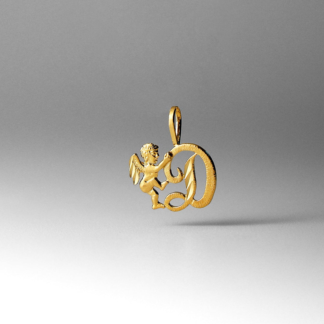 Gold Angel Letter D Pendant | A-Z Pendants - Charlie & Co. Jewelry