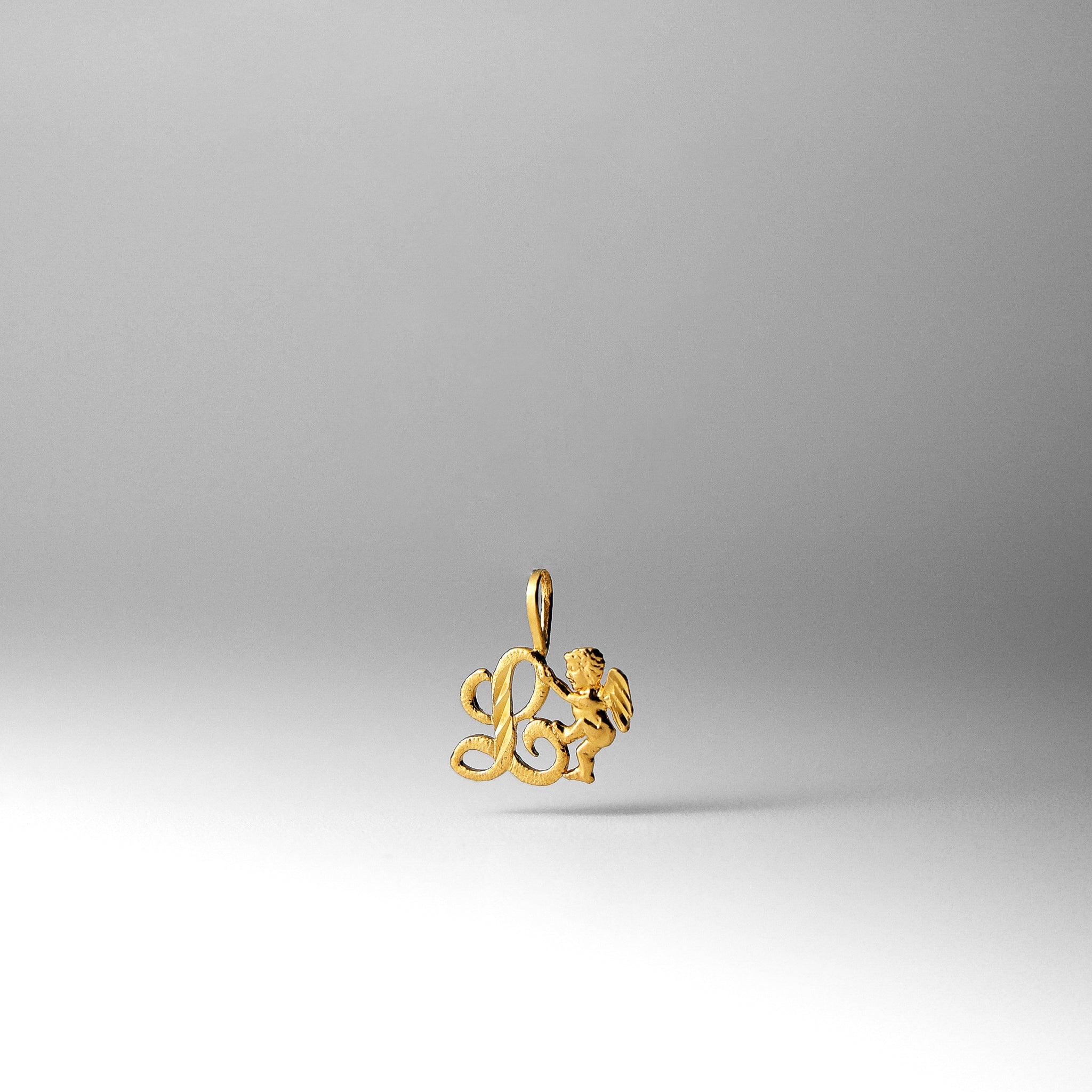 Gold Angel Letter L Pendant | A-Z Pendants - Charlie & Co. Jewelry