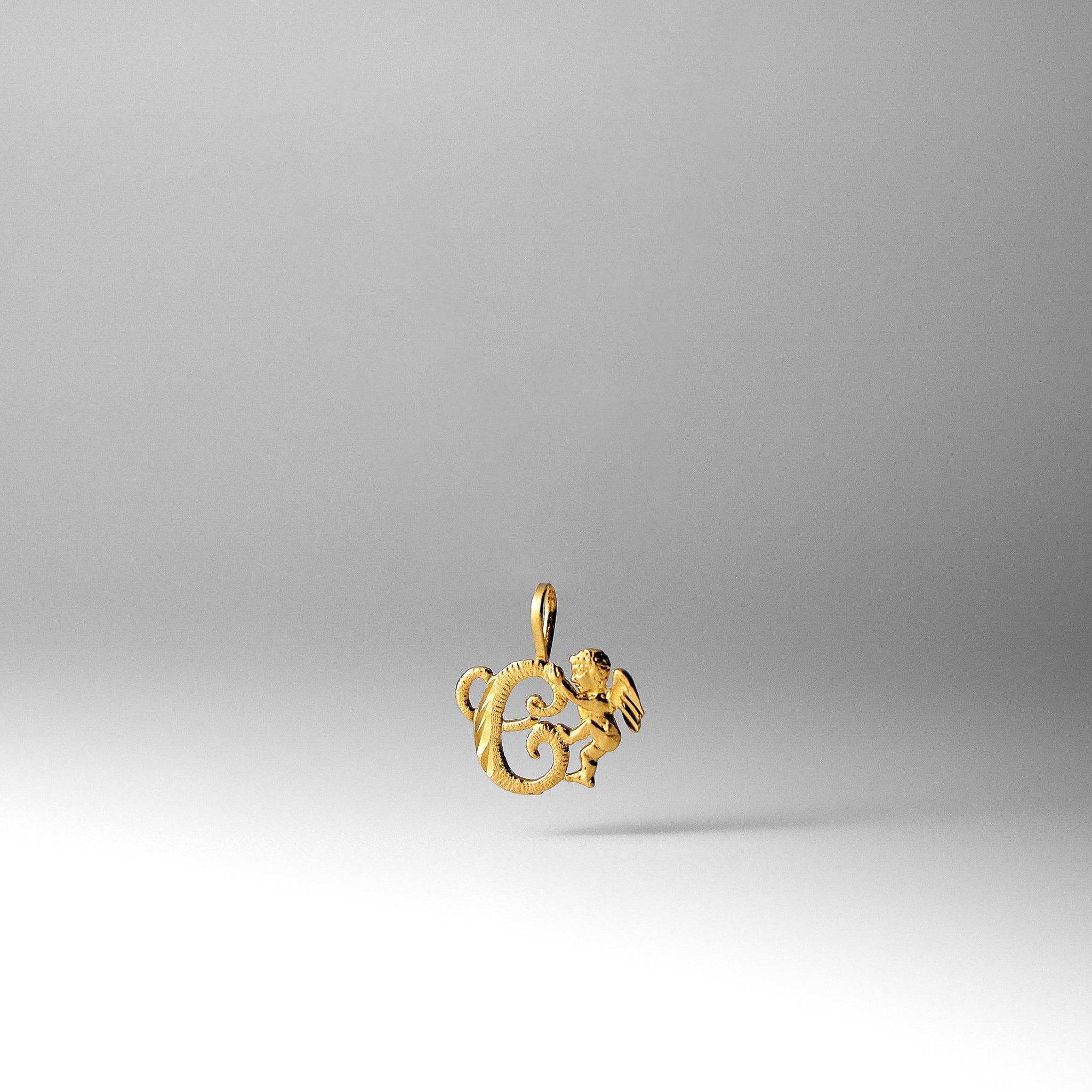 Gold Angel Letter C Pendant | A-Z Pendants - Charlie & Co. Jewelry