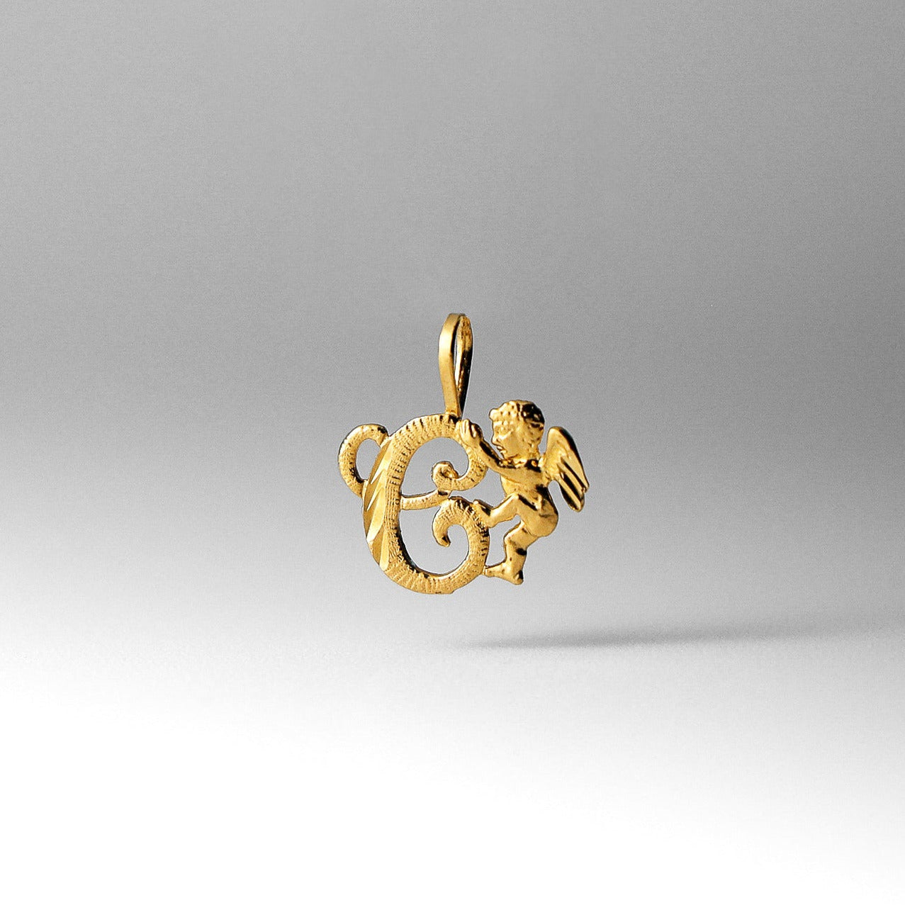 Gold Angel Letter C Pendant | A-Z Pendants - Charlie & Co. Jewelry