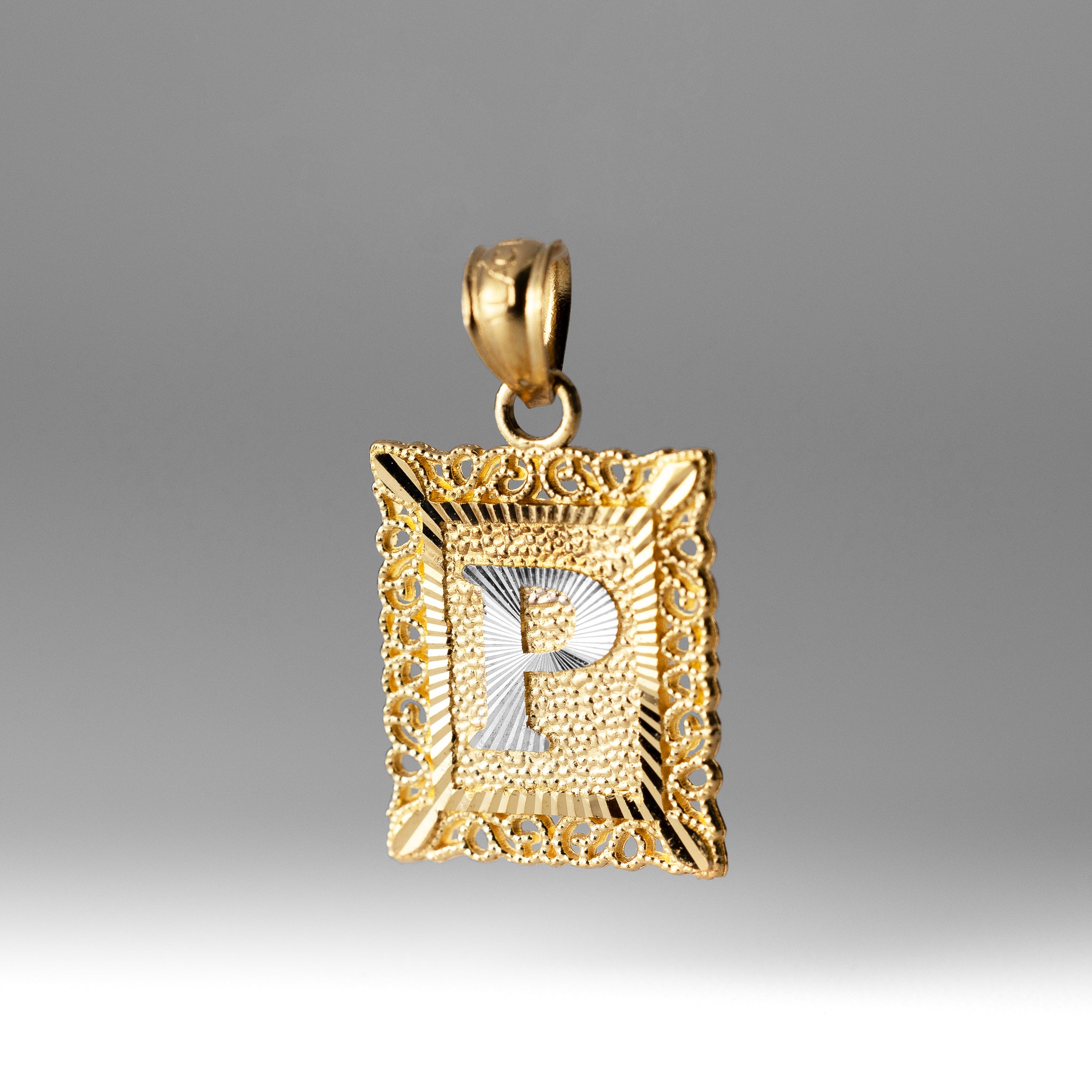 Gold Letter P Filigree Pendants | A-Z Gold Pendants - Charlie & Co. Jewelry