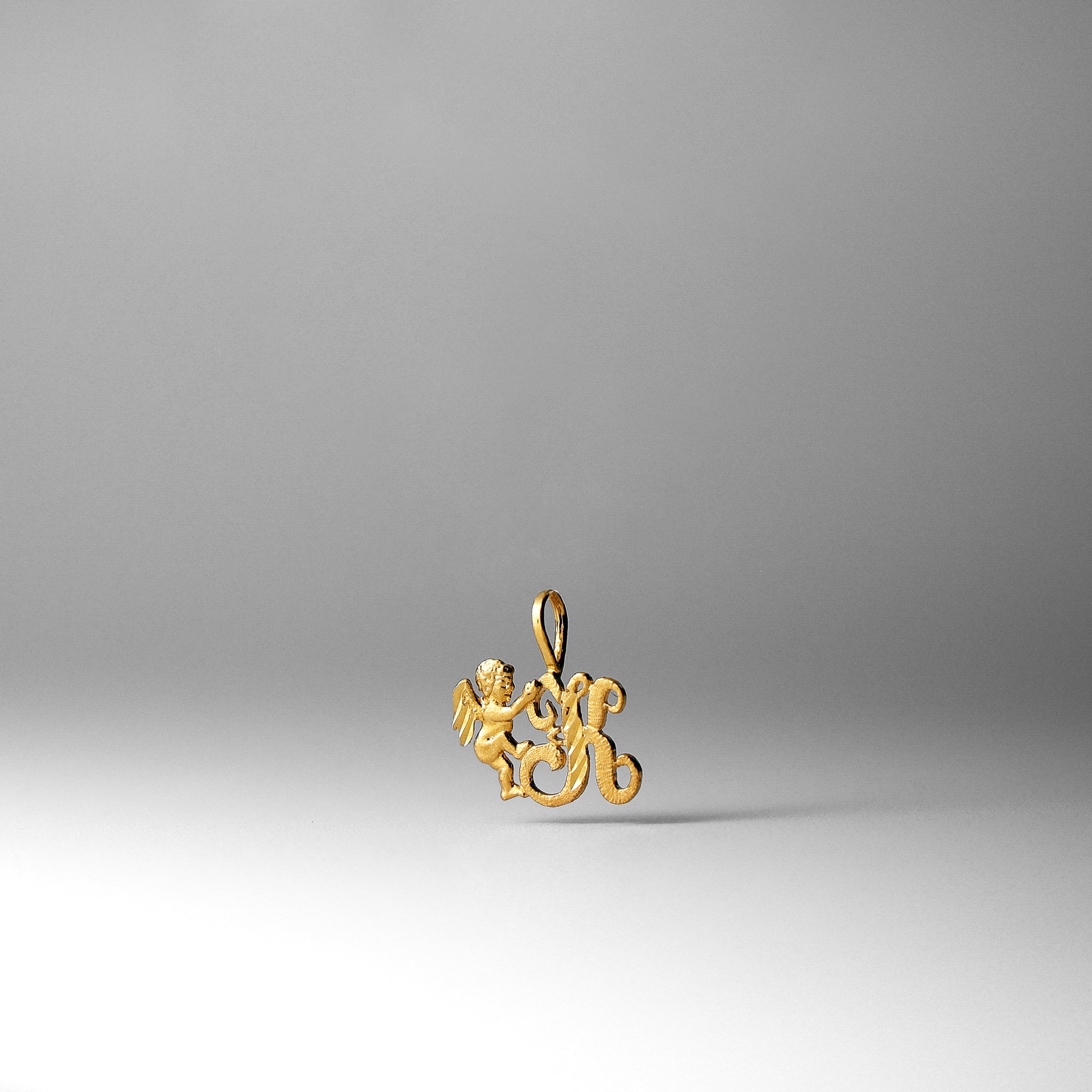 Gold Angel Letter K Pendant | A-Z Pendants - Charlie & Co. Jewelry