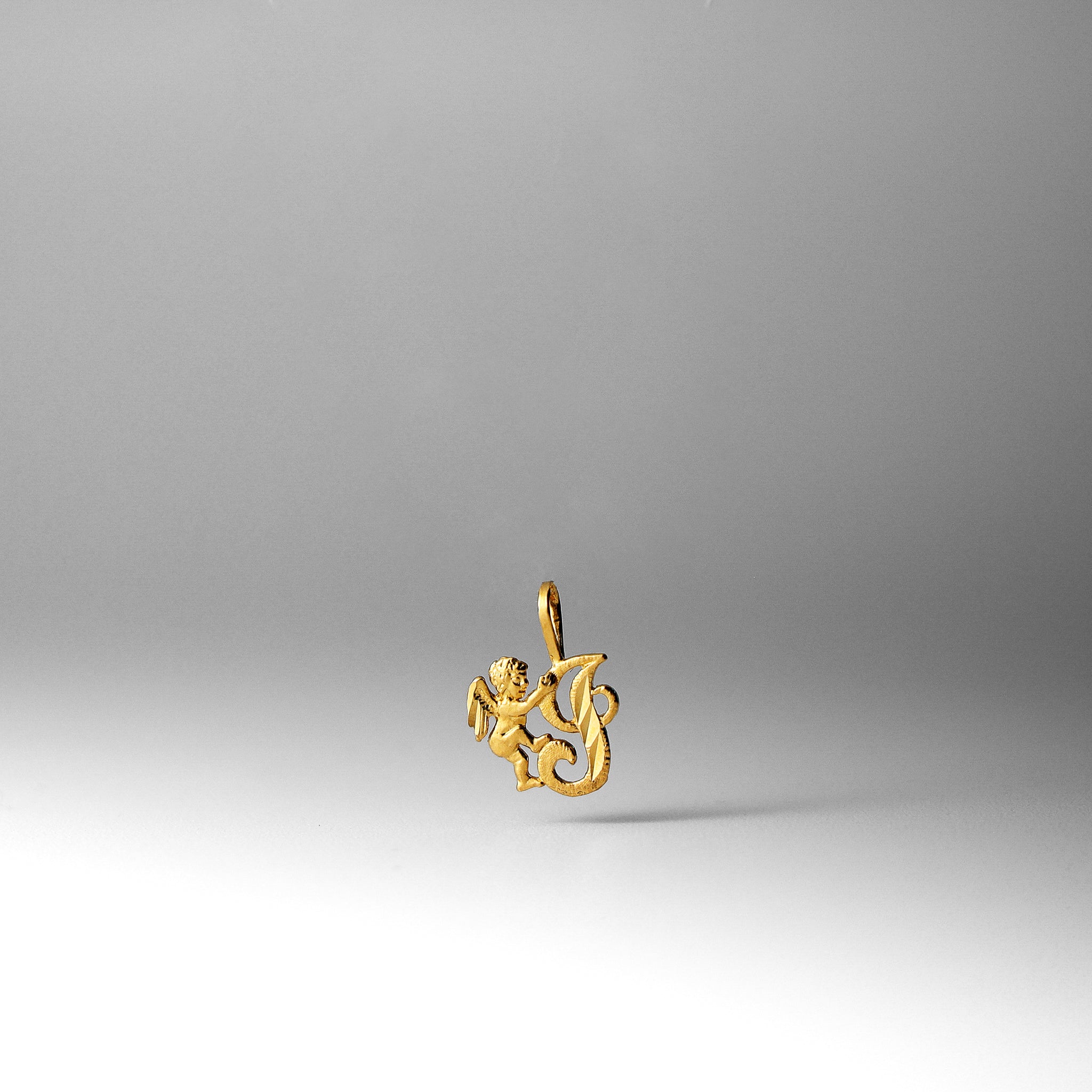 Gold Angel Letter I Pendant | A-Z Pendants - Charlie & Co. Jewelry