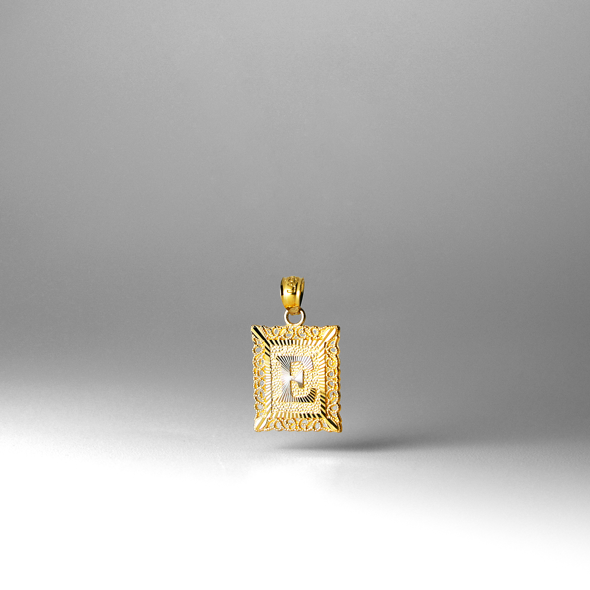 Gold Letter E Filigree Pendants | A-Z Gold Pendants - Charlie & Co. Jewelry