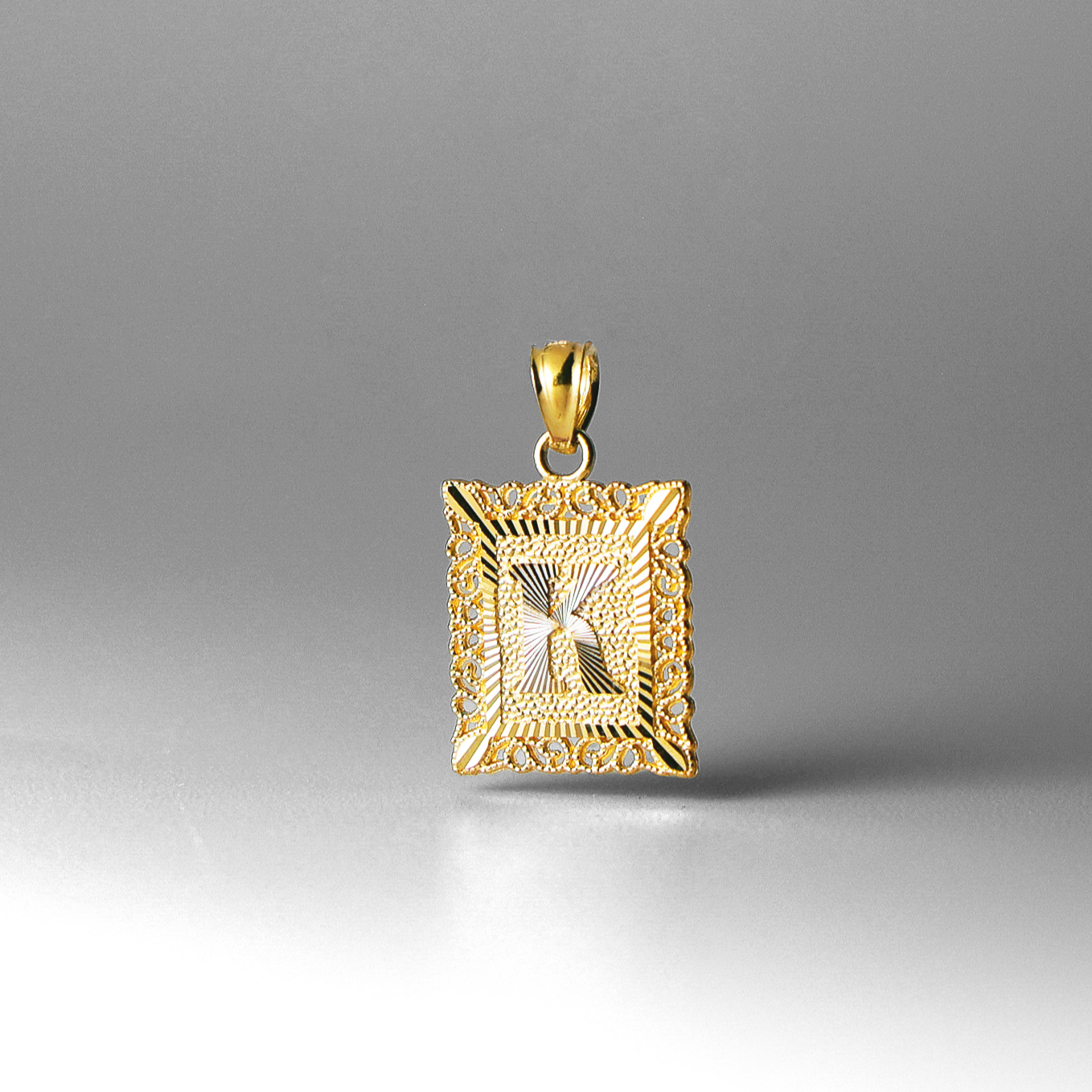 Gold Letter K Filigree Pendants | A-Z Gold Pendants - Charlie & Co. Jewelry