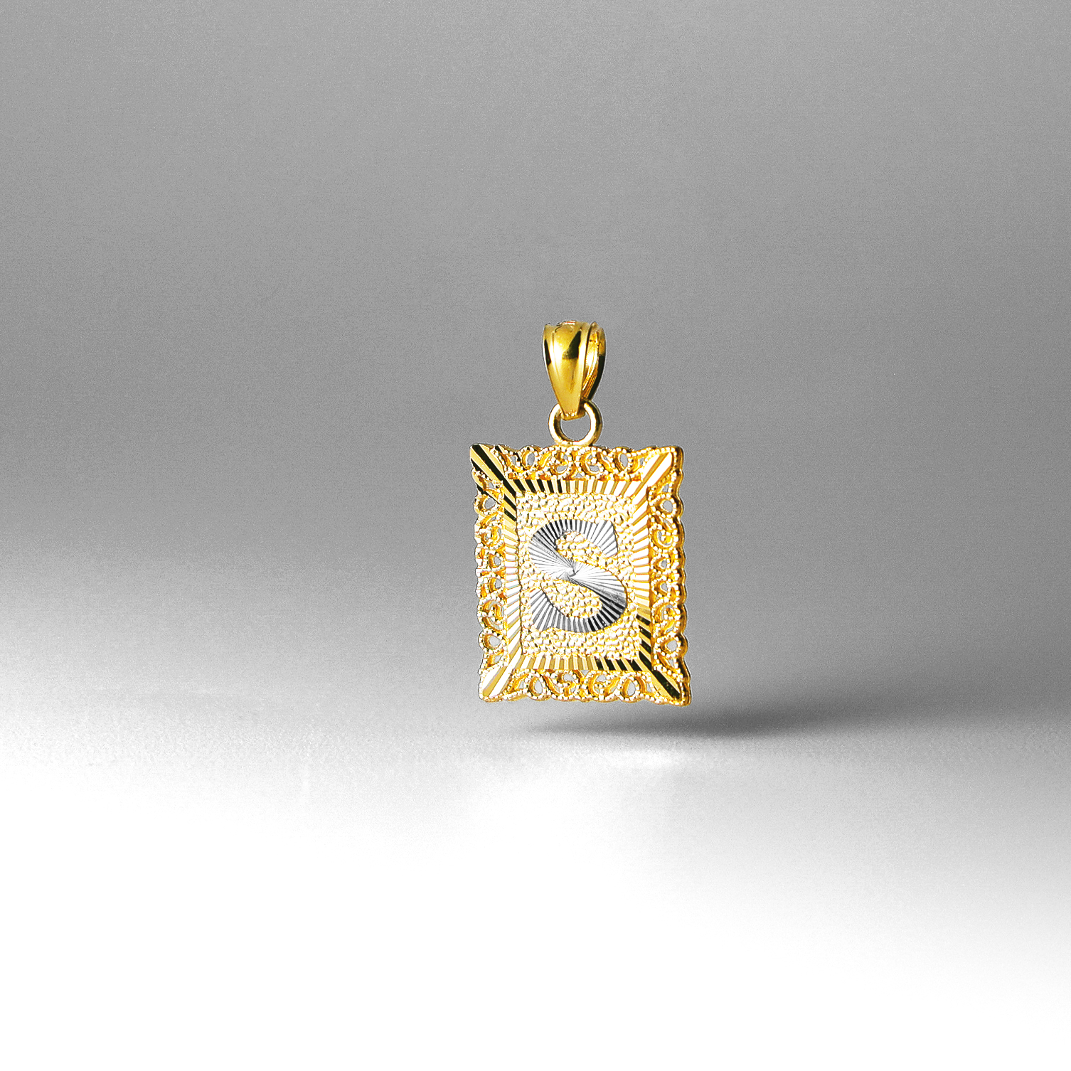 Gold Letter S Filigree Pendants | A-Z Gold Pendants - Charlie & Co. Jewelry
