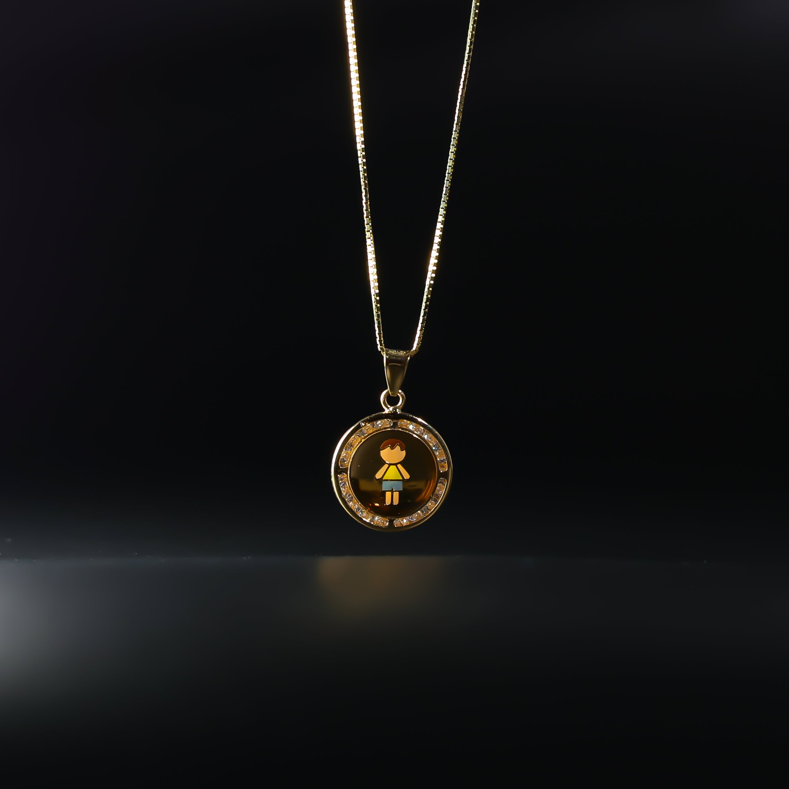 14k Gold Boy Medal Pendant Charm Model-2400 - Charlie & Co. Jewelry