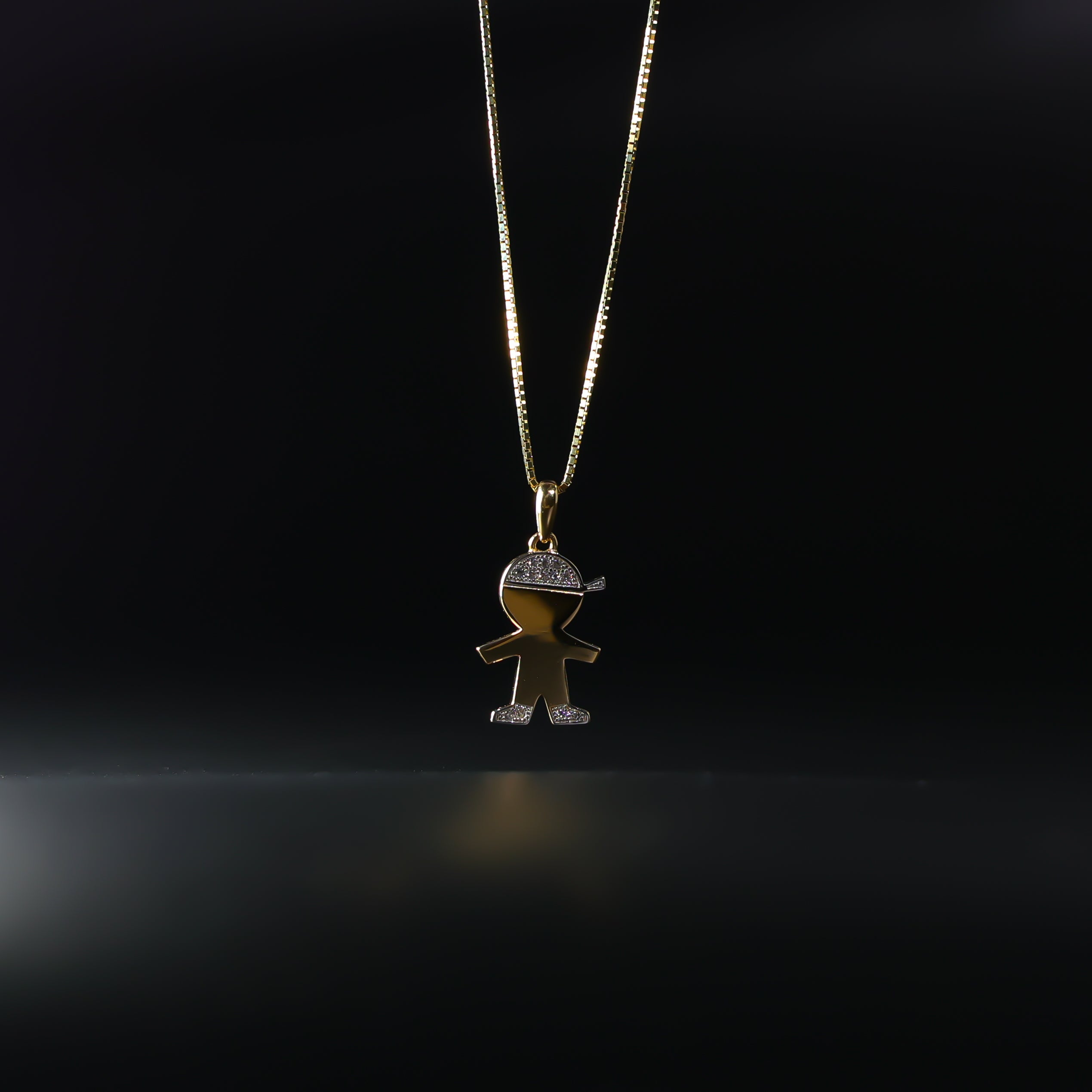 14K Gold Simple Boy Pendant With Stones Model-2002 - Charlie & Co. Jewelry